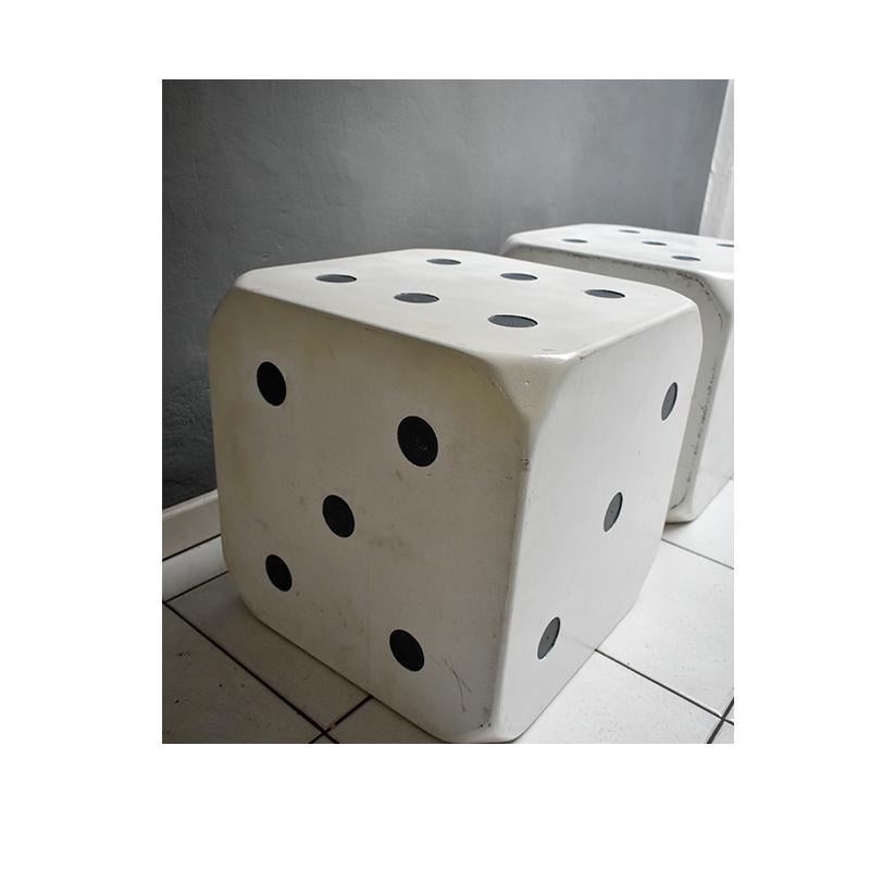 1970 Vintage Set of 4 Pouf Seats in the Shape of a Gaming Dice Square in Wood 1