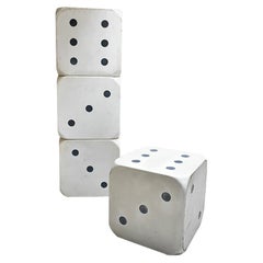 1970 Vintage Set of 4 Pouf Seats in the Shape of a Gaming Dice Square in Wood