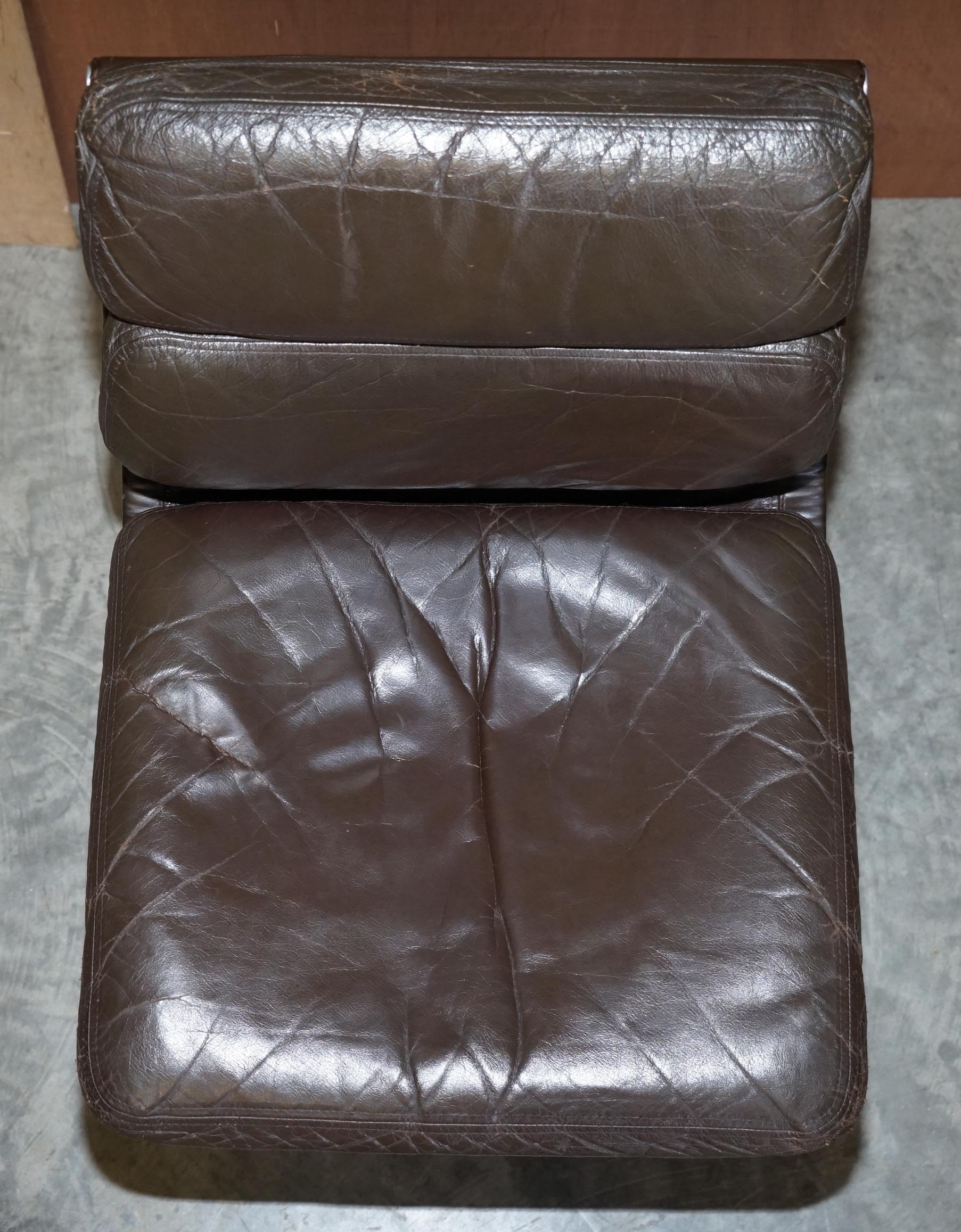 Late 20th Century 1970 Vitra Eames Herman Miller EA 205 Brown Leather Soft Pad Swivel Office Chair