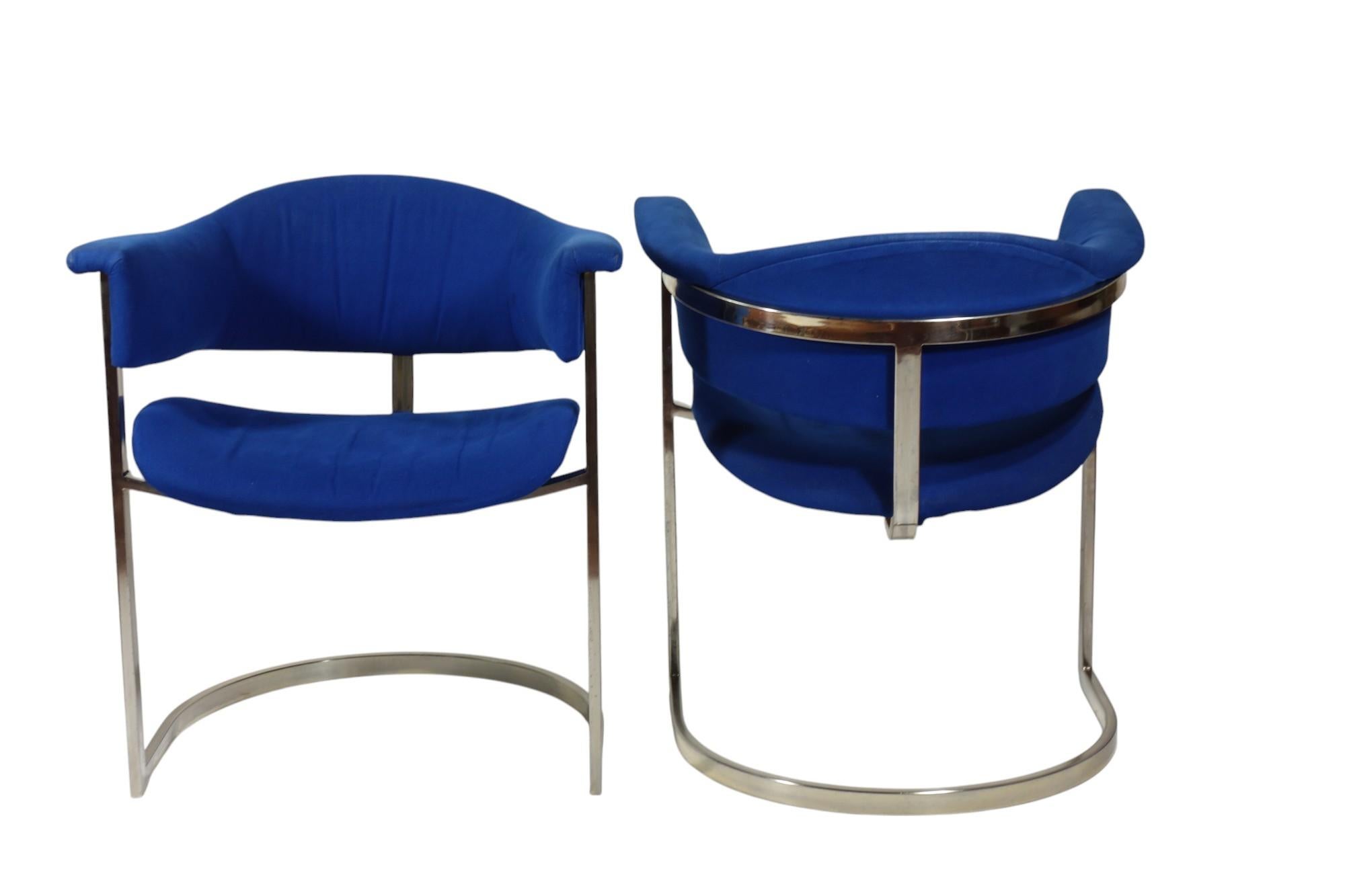 Late 20th Century 1970 Vittorio Introini by Sabot Italian Design Chrome Chairs For Sale