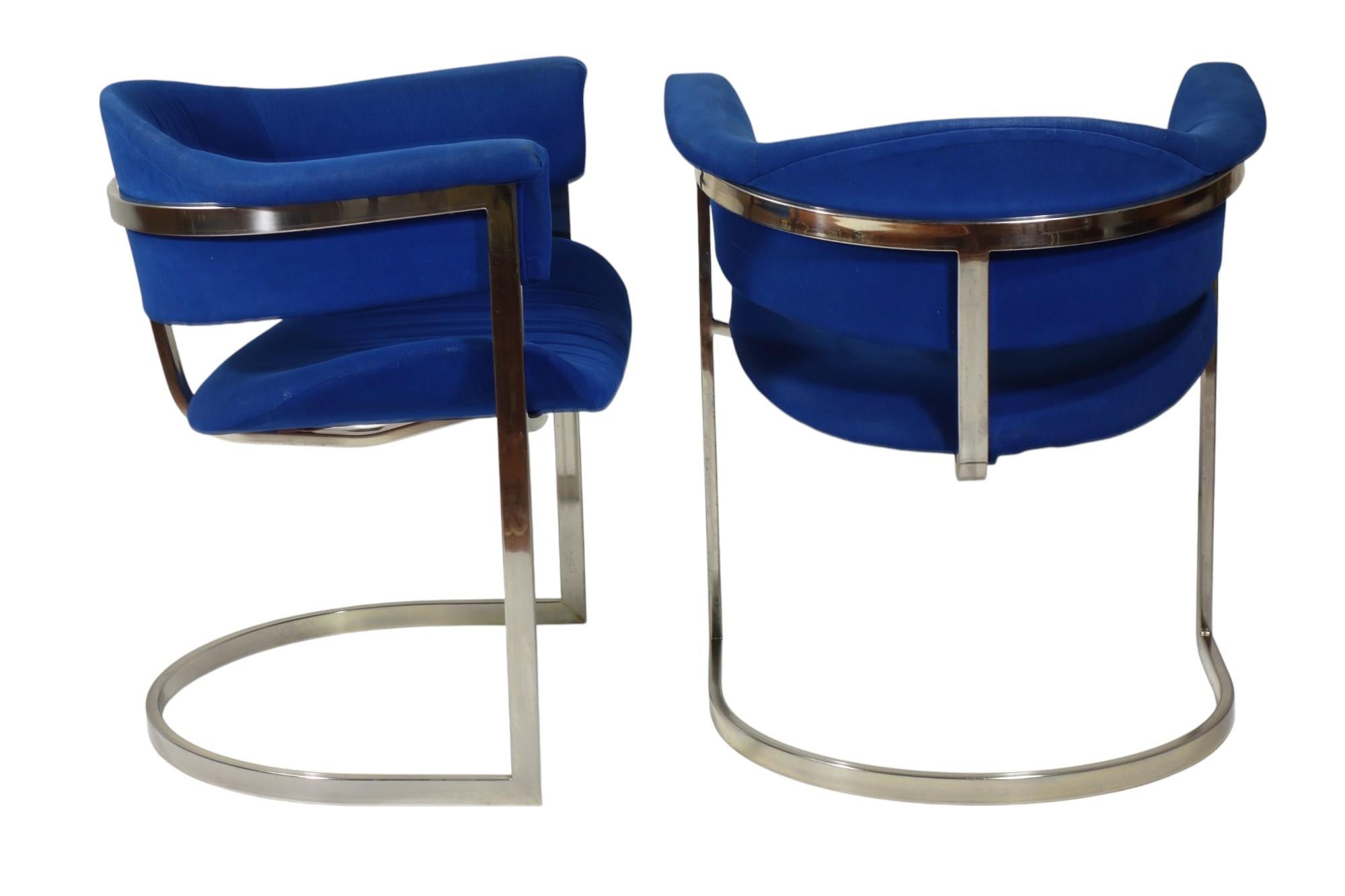 Metal 1970 Vittorio Introini by Sabot Italian Design Chrome Chairs For Sale