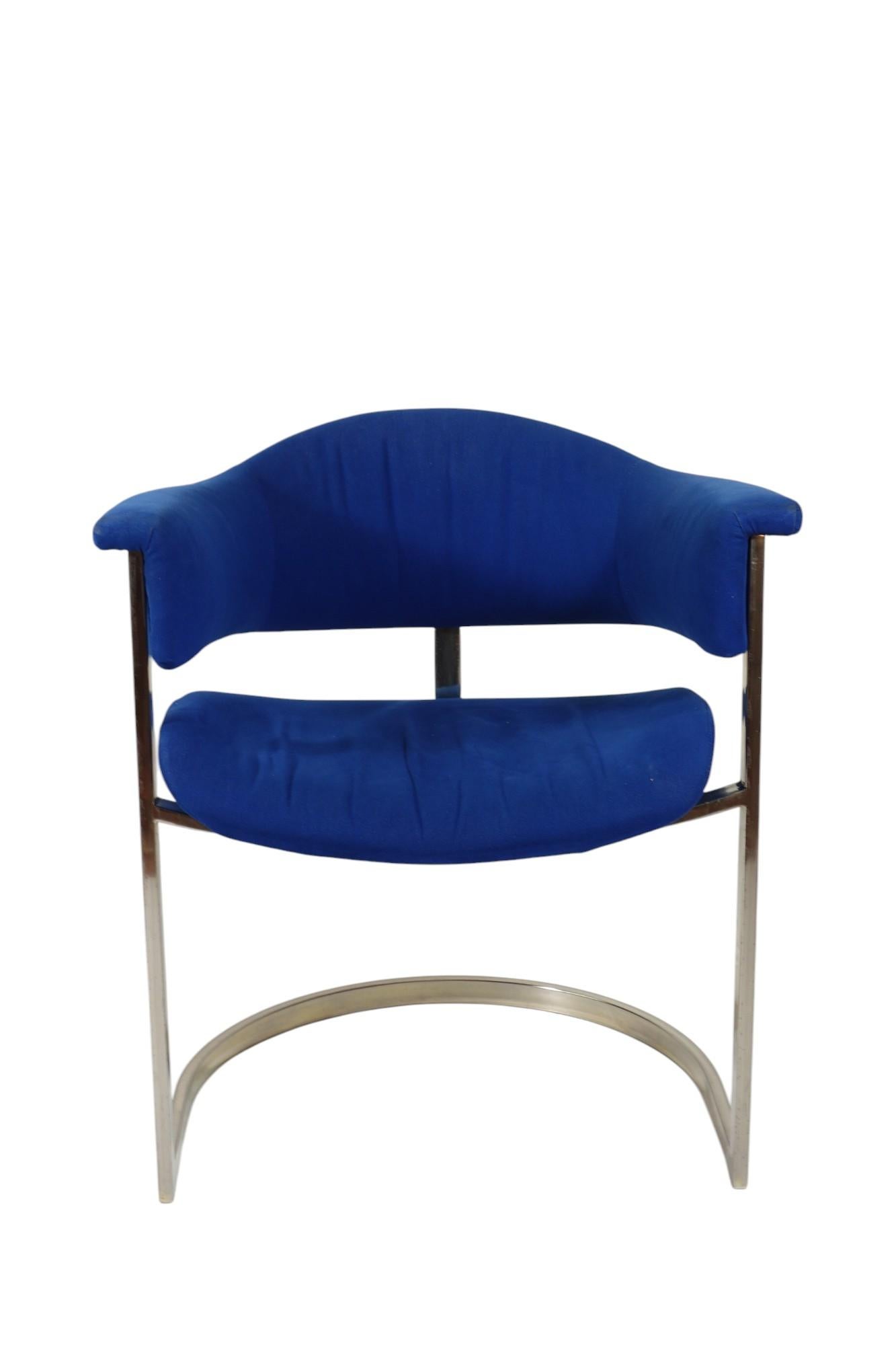 1970 Vittorio Introini by Sabot Italian Design Chrome Chairs For Sale 2