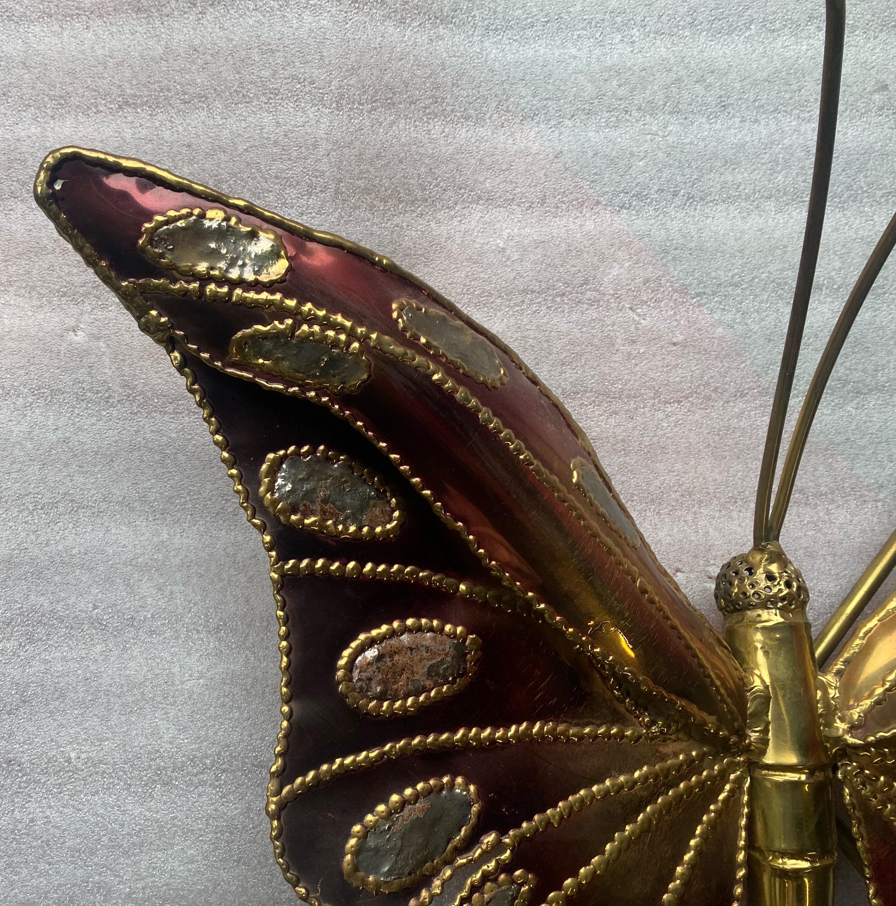 Milieu du XXe siècle 1970′ Lampe murale ou plafond Papillon éclairant Style Duval Brasseur ou Faure en vente