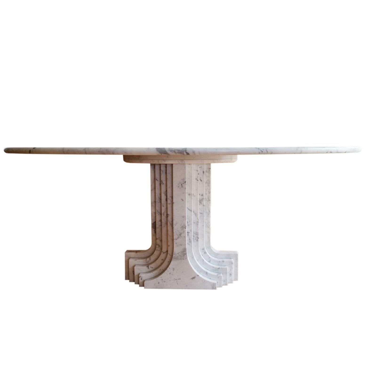 1970 White Marble "Samo" Table by Carlo Scarpa for Simon