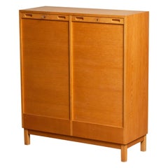 1970 White Oak Tambour Door Drawer Filling Cabinet In The Manner Johannes Hansen