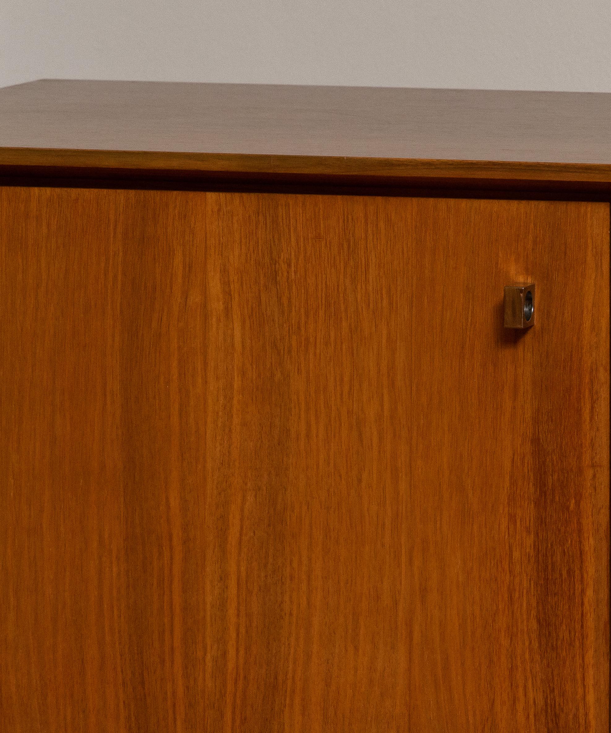 1970, Wide Credenzas Sideboard in Walnut with Chrome Handles and Legs In Good Condition In Silvolde, Gelderland