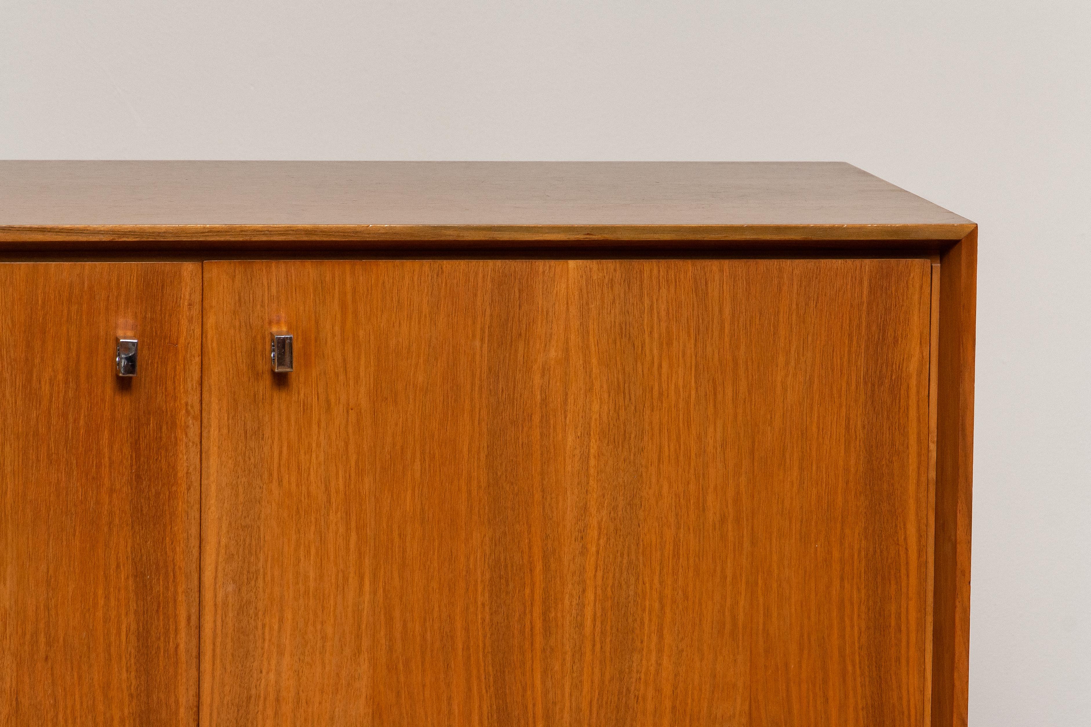 1970, Wide Credenzas Sideboard in Walnut with Chrome Handles and Legs 2