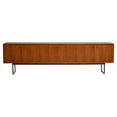 1970, Wide Credenzas Sideboard in Walnut with Chrome Handles and Legs
