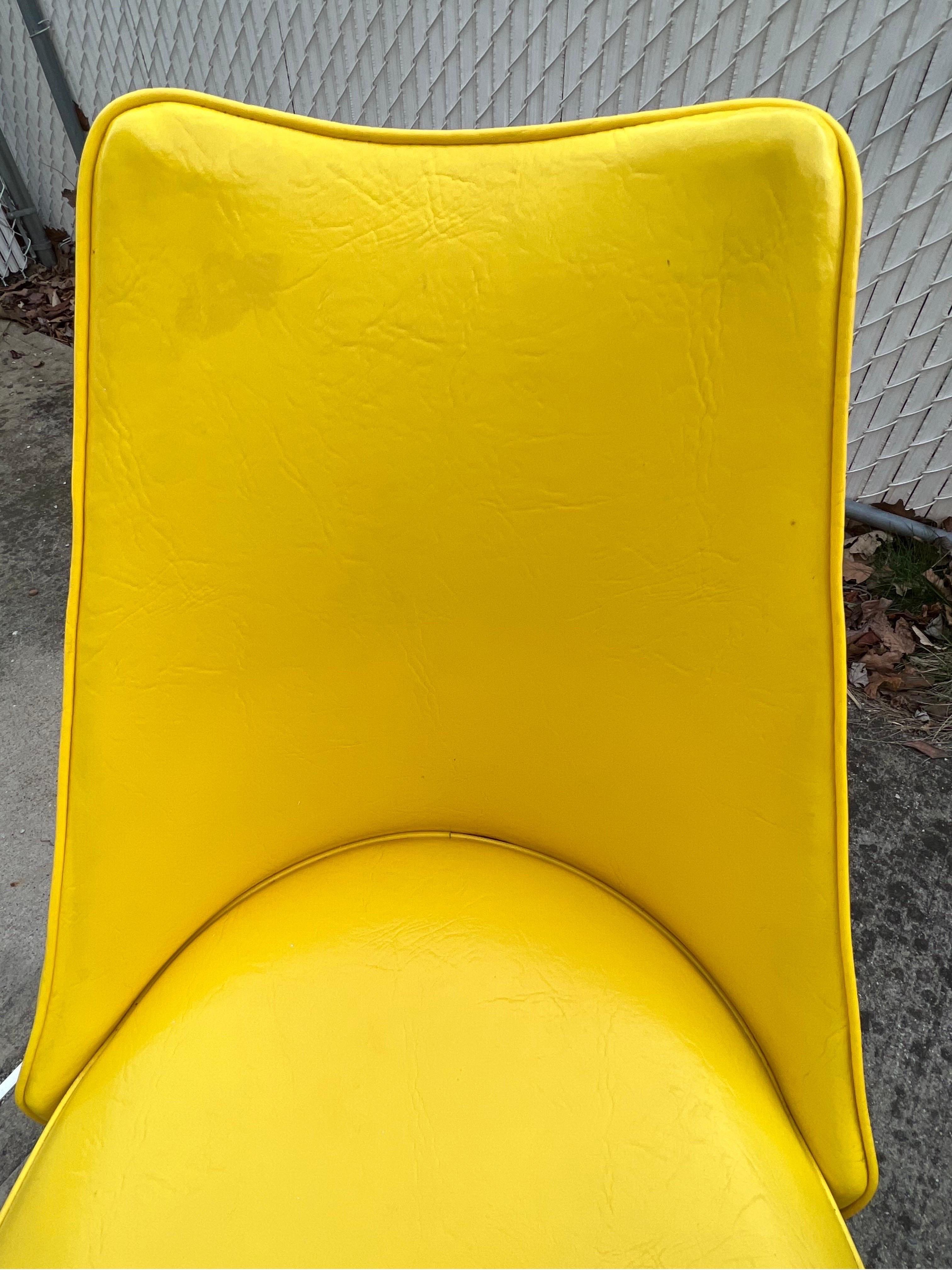 Post-Modern 1970 Yellow Vinyl Dining Chairs, a Set of 4 For Sale