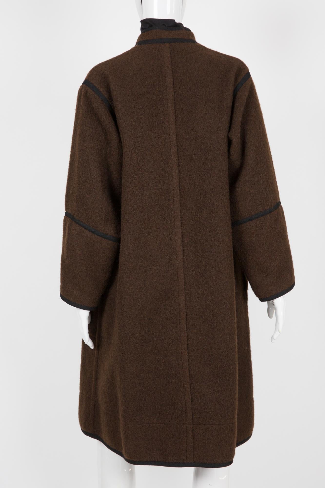 1970 YSL Yves Saint Laurent Brown Wool Coat Russian Collection In Excellent Condition In Paris, FR