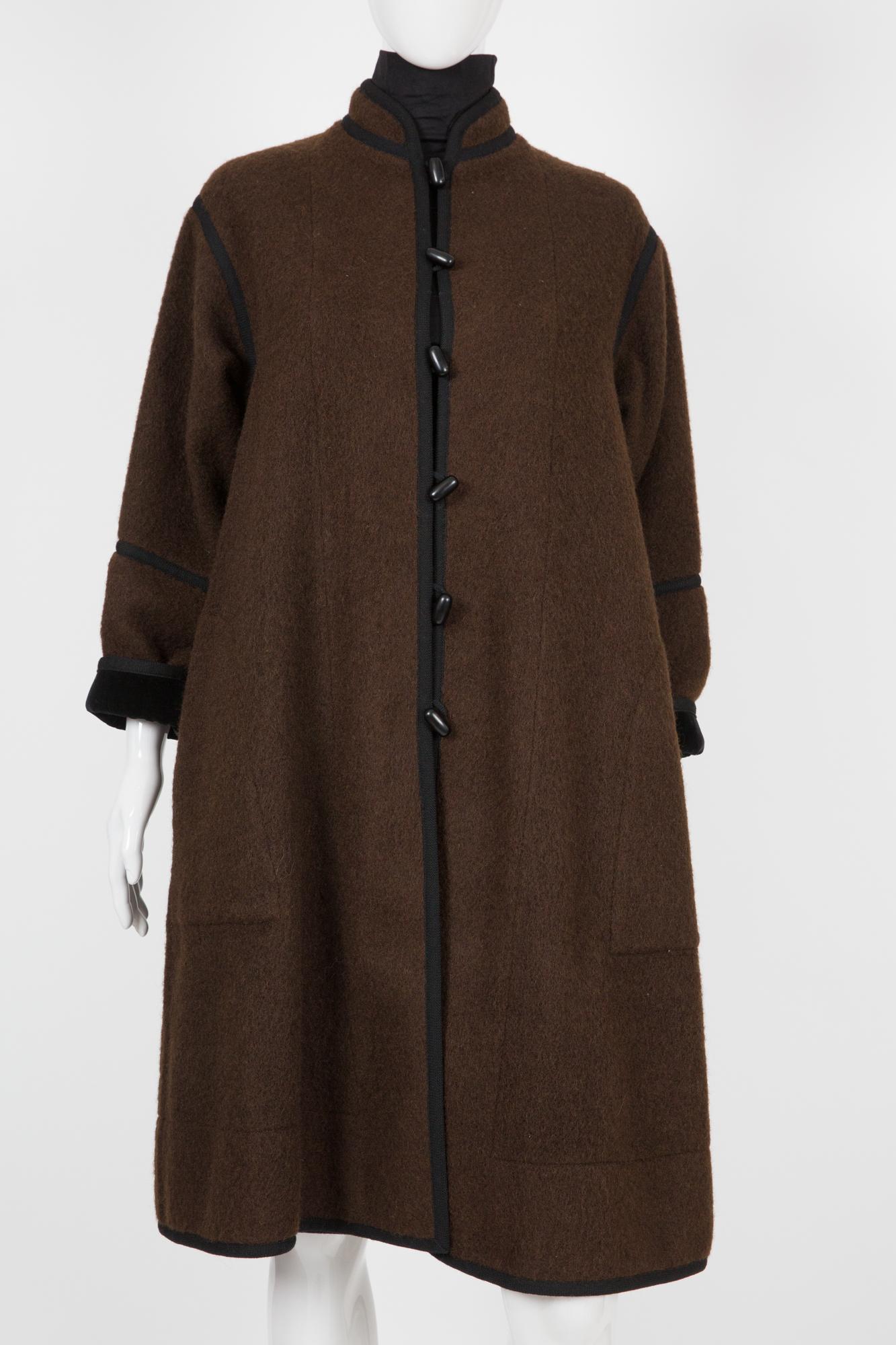 Women's 1970 YSL Yves Saint Laurent Brown Wool Coat Russian Collection