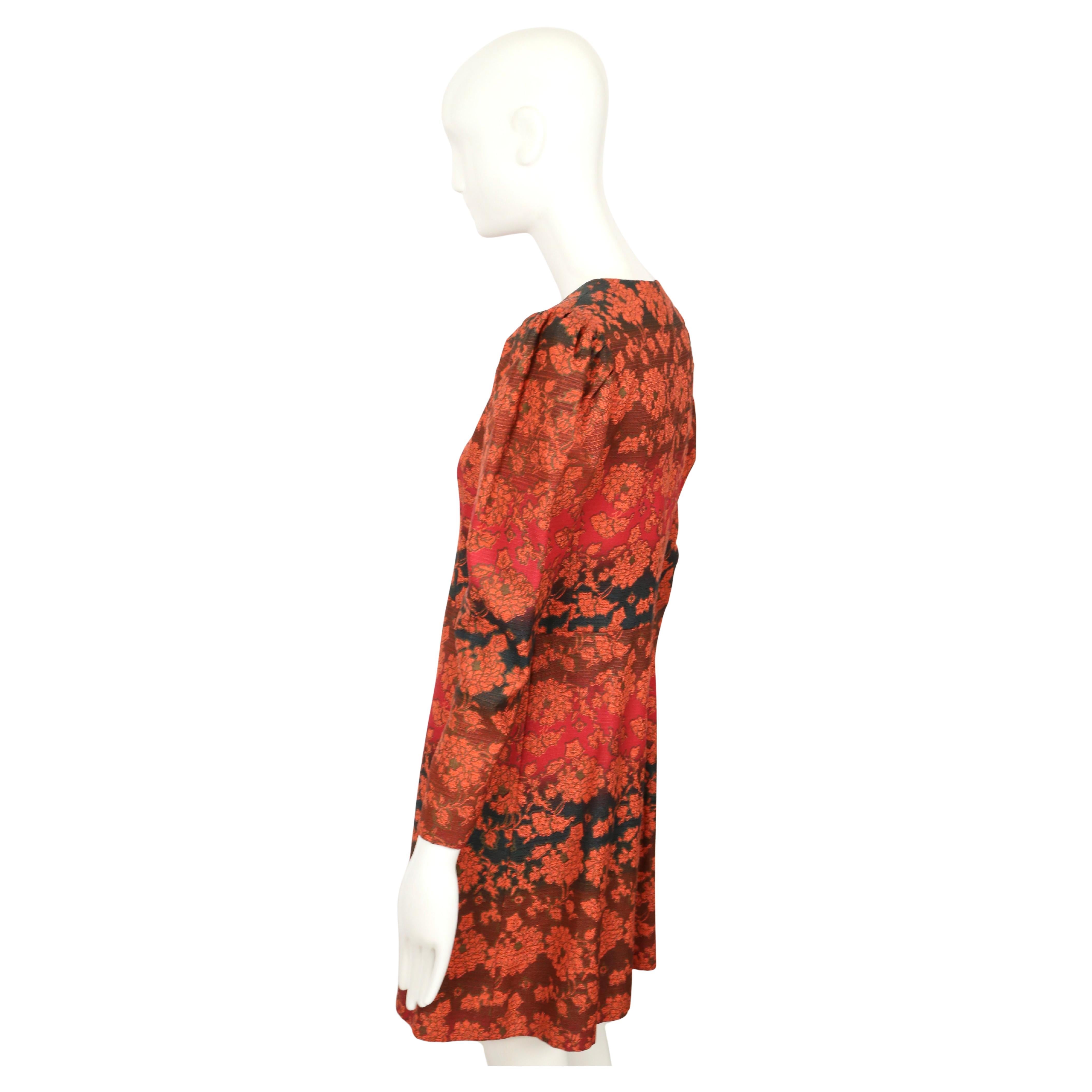 1970 YVES SAINT LAURENT gradient color floral coat with puff sleeves For Sale 5