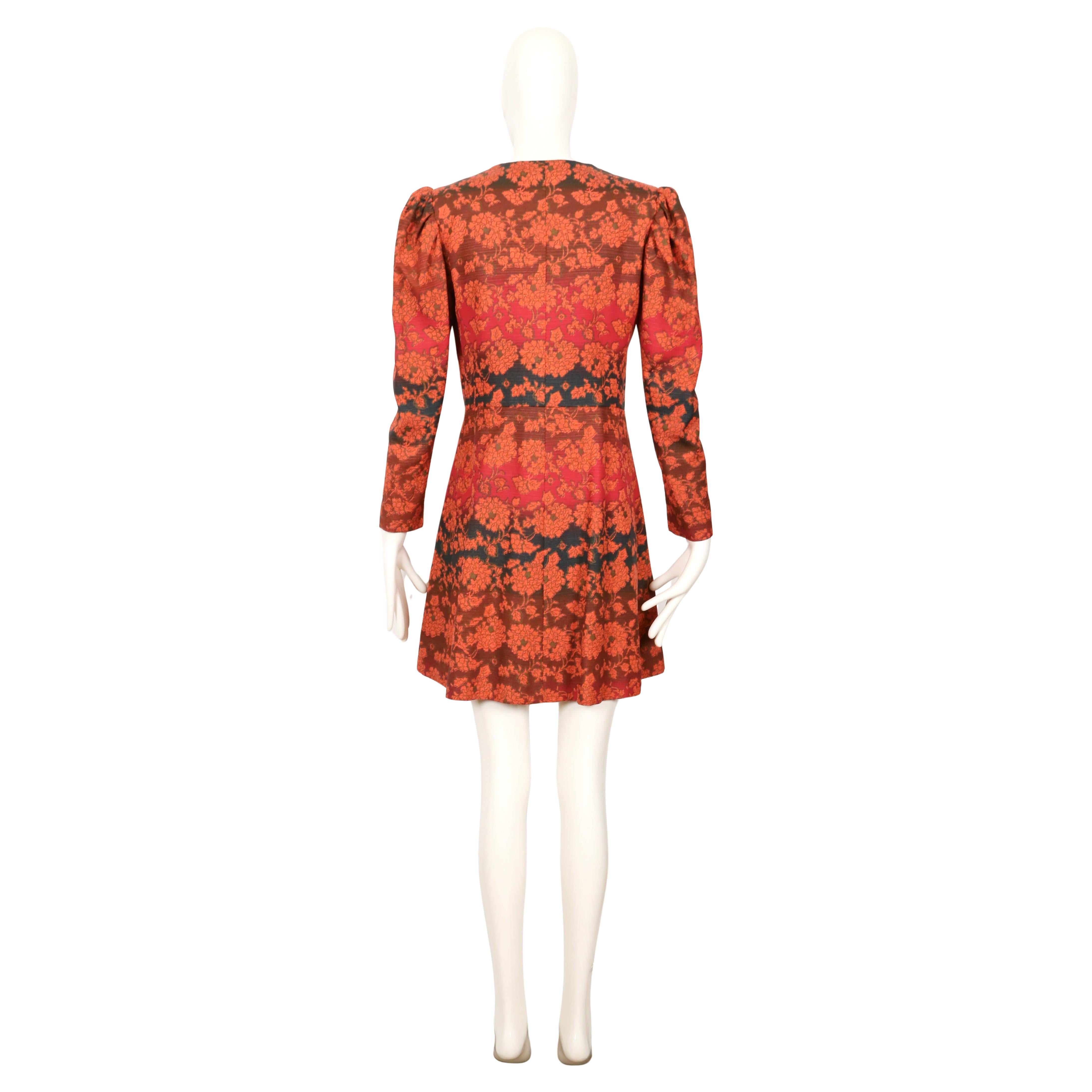 1970 YVES SAINT LAURENT gradient color floral coat with puff sleeves For Sale 6