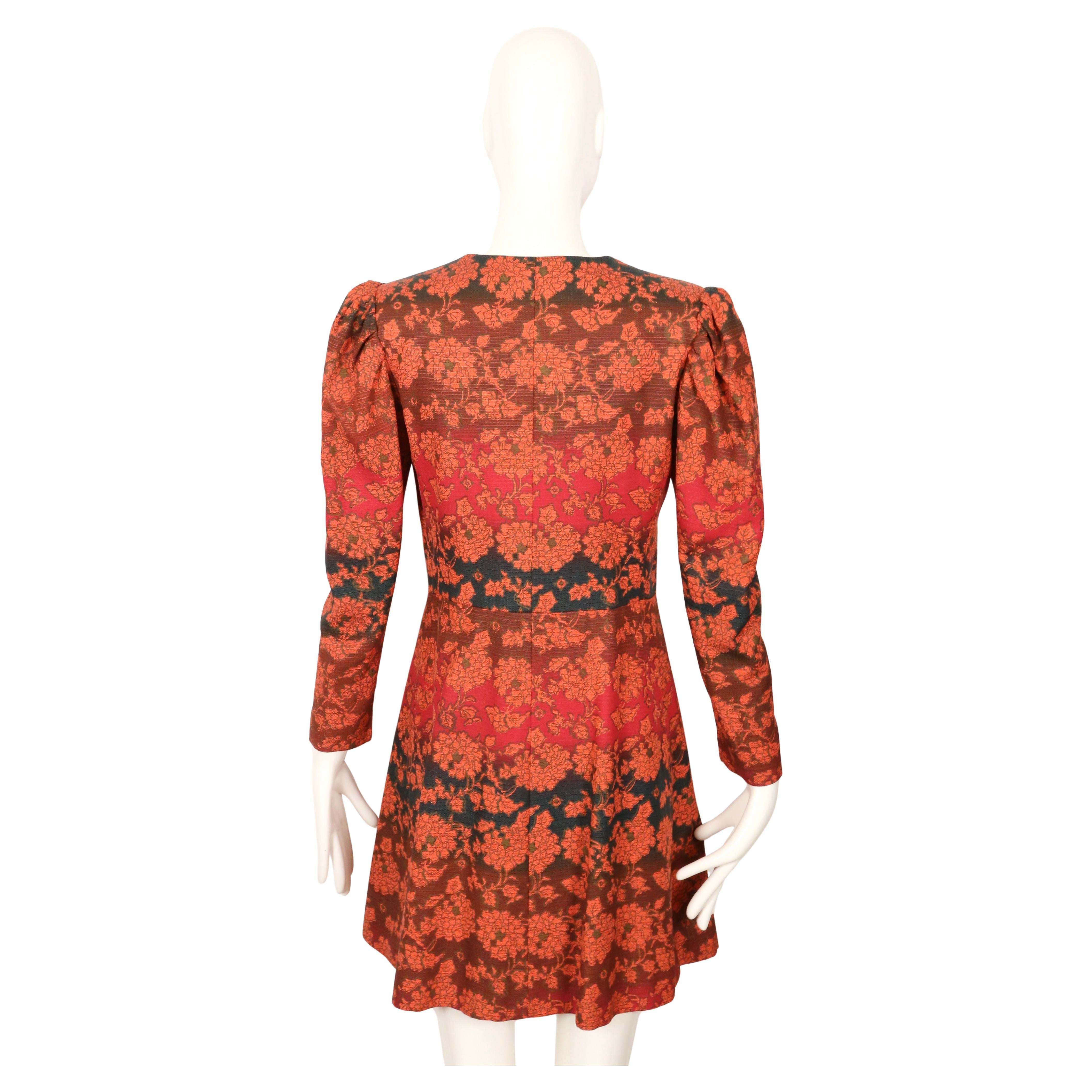 1970 YVES SAINT LAURENT gradient color floral coat with puff sleeves For Sale 7