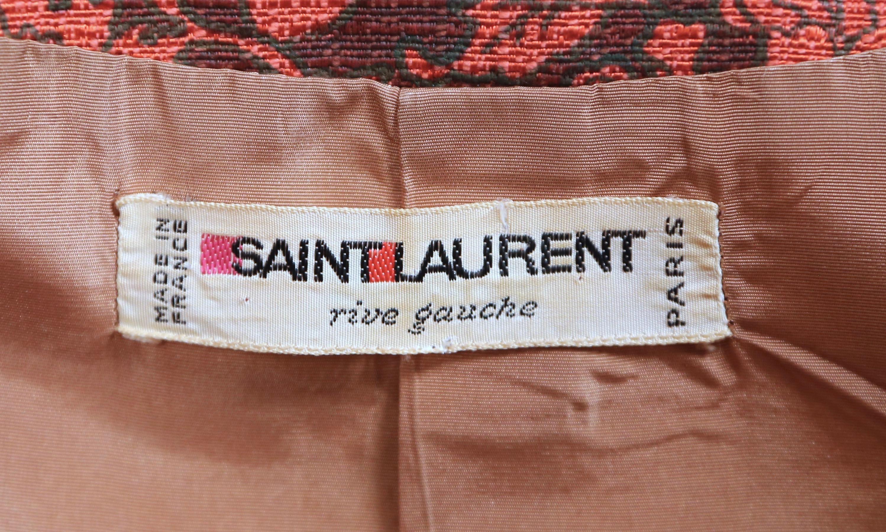 1970 YVES SAINT LAURENT gradient color floral coat with puff sleeves For Sale 8