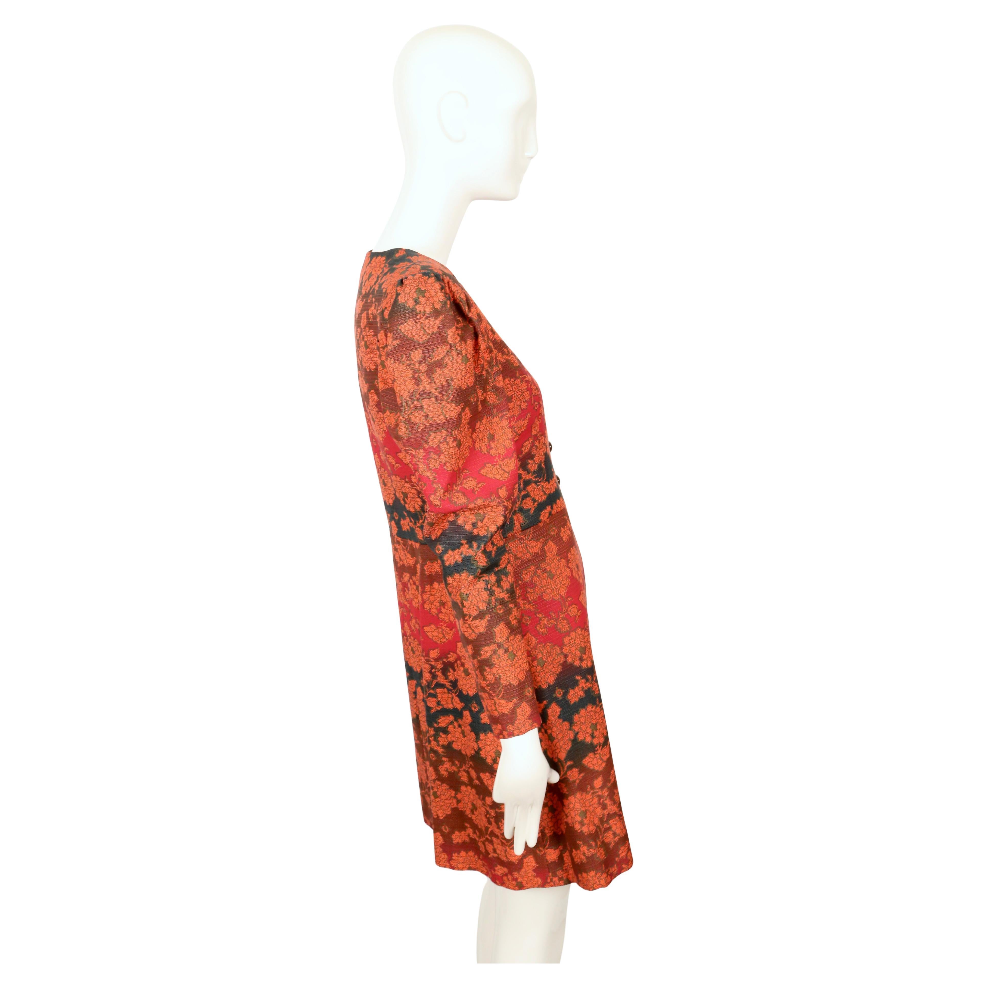 1970 YVES SAINT LAURENT gradient color floral coat with puff sleeves For Sale 1