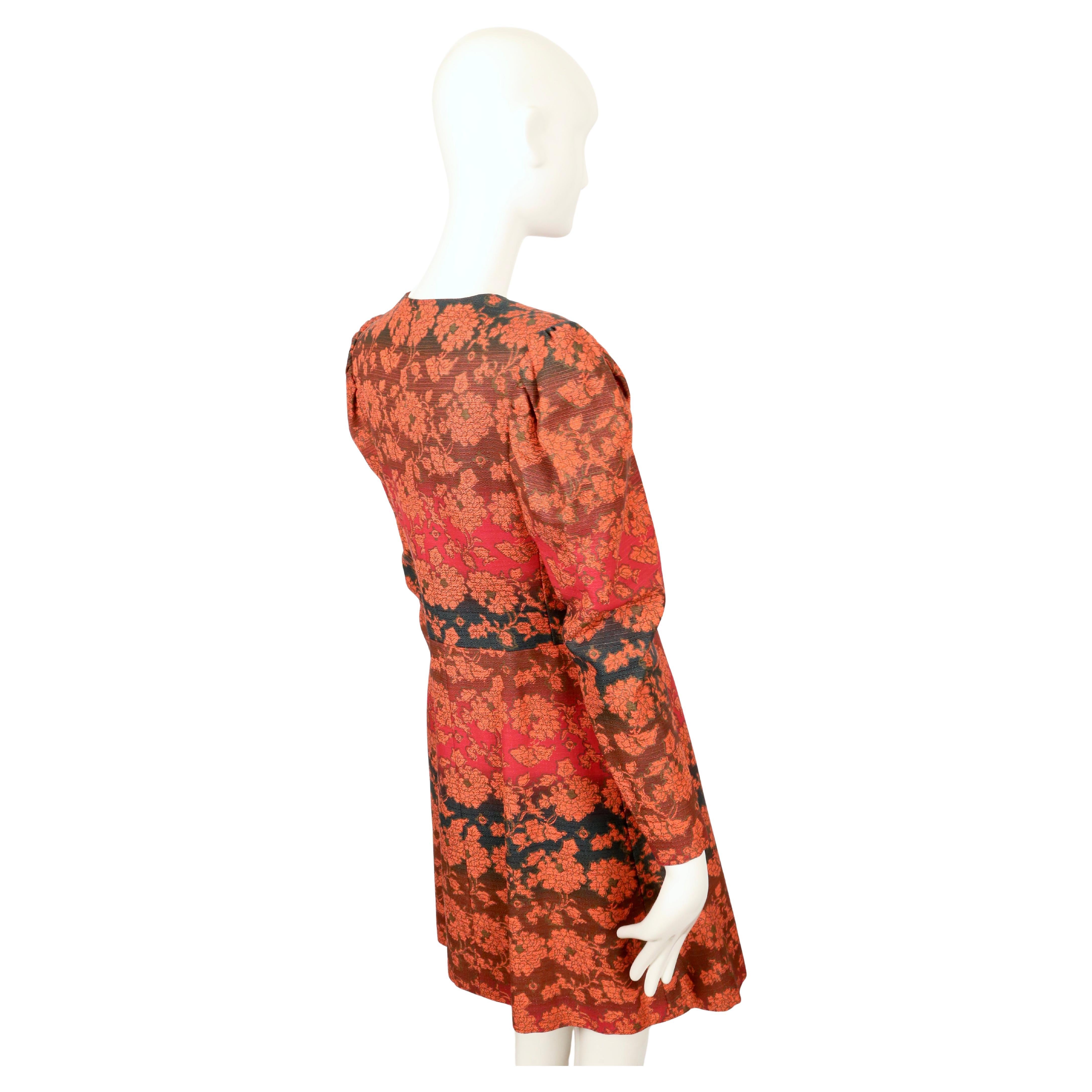 1970 YVES SAINT LAURENT gradient color floral coat with puff sleeves For Sale 2