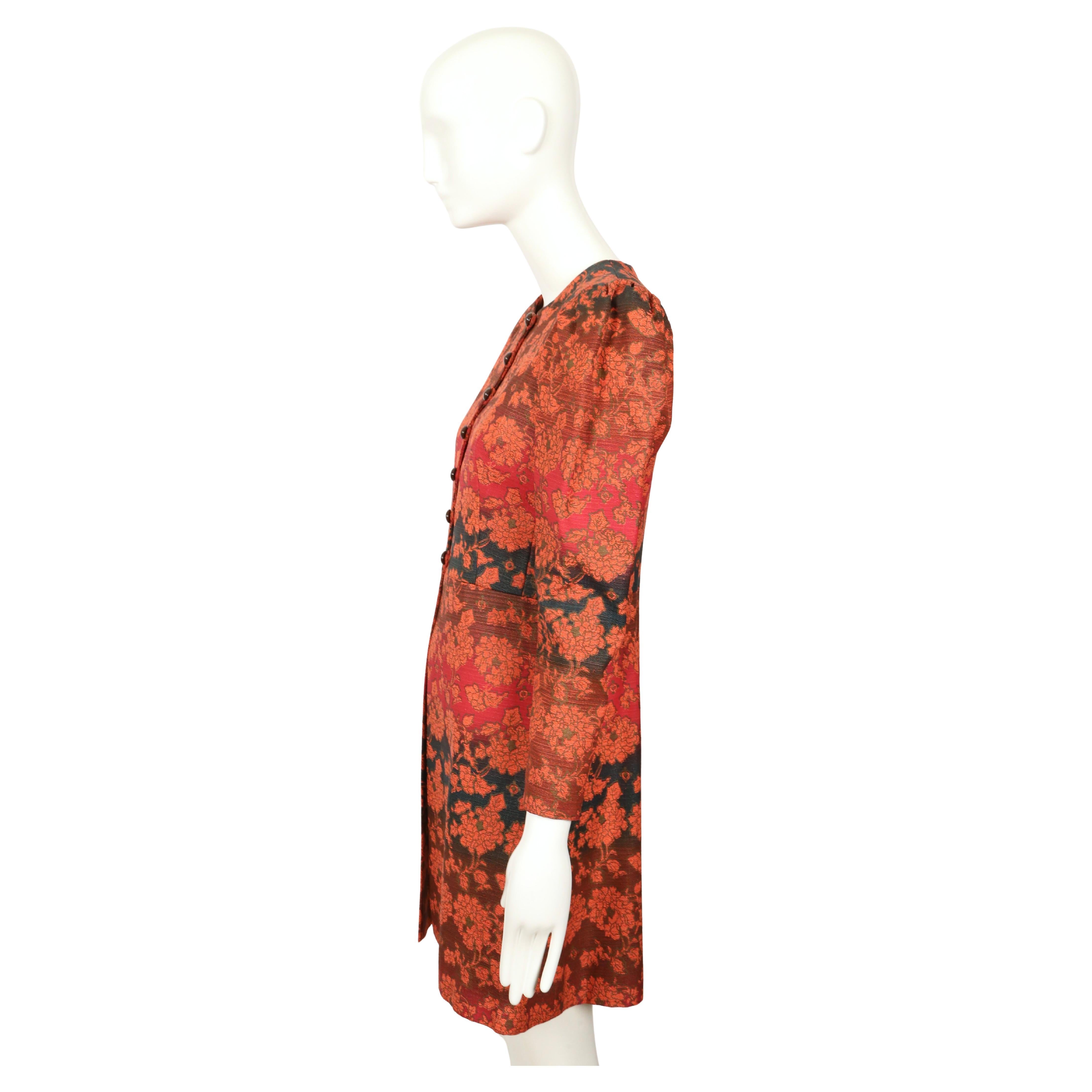 1970 YVES SAINT LAURENT gradient color floral coat with puff sleeves For Sale 4