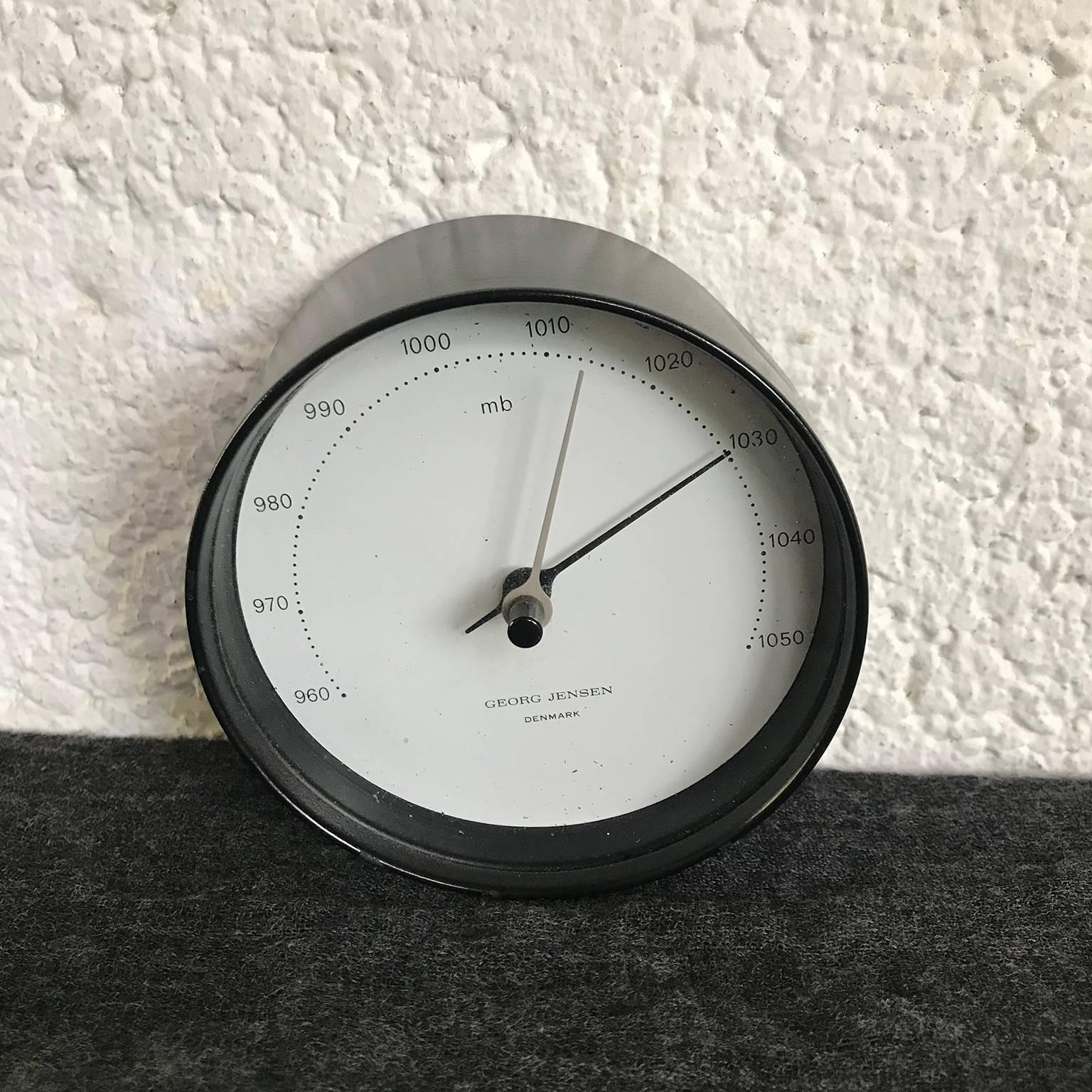 Mid-Century Modern 1970, Henning Koppel, Original Early Clock and Weather Station for Georg Jensen For Sale