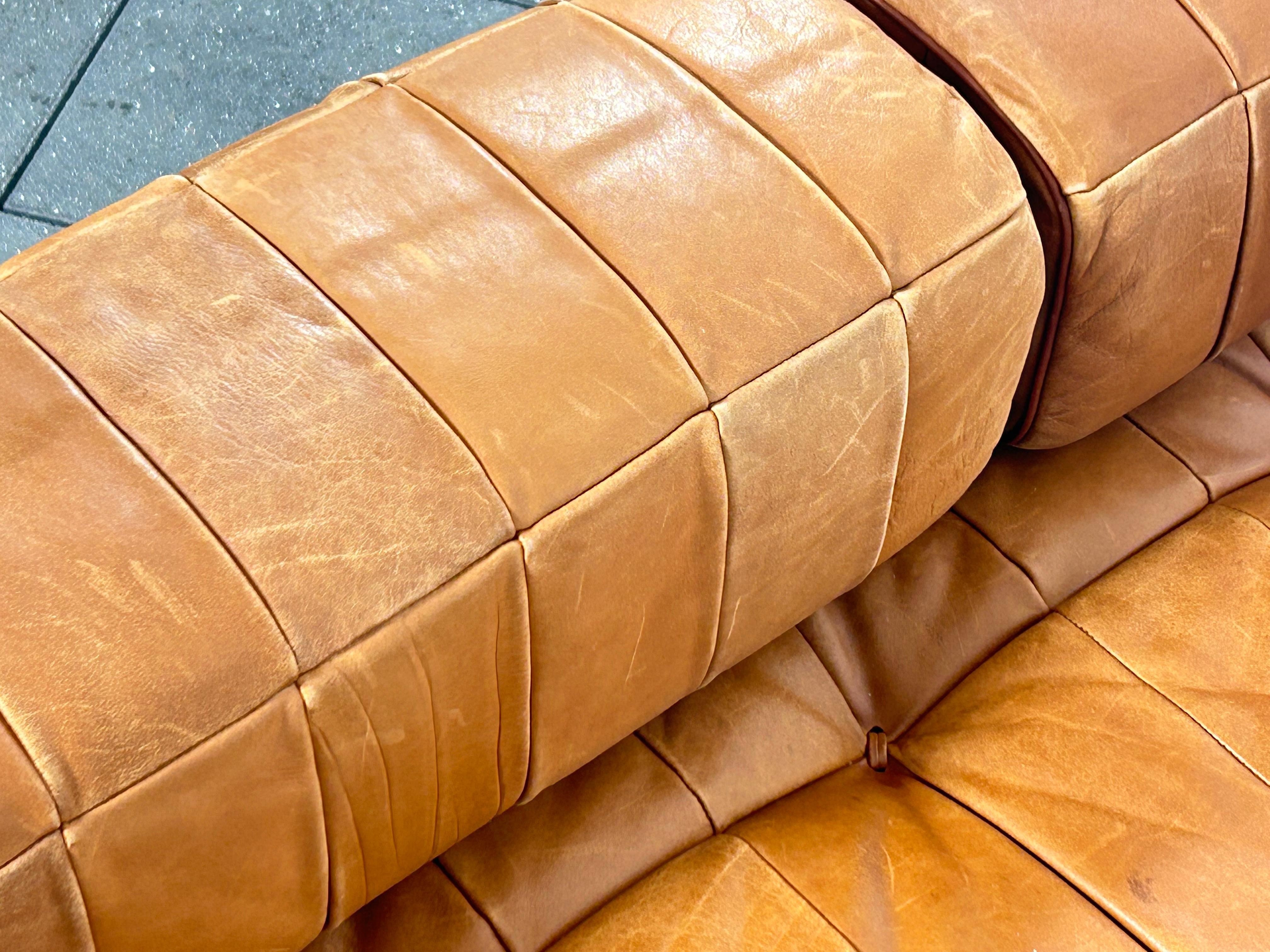 1970ies, De Sede Ds-80 Sofa Daybed and Sofa in Natural Cognac Leather 10