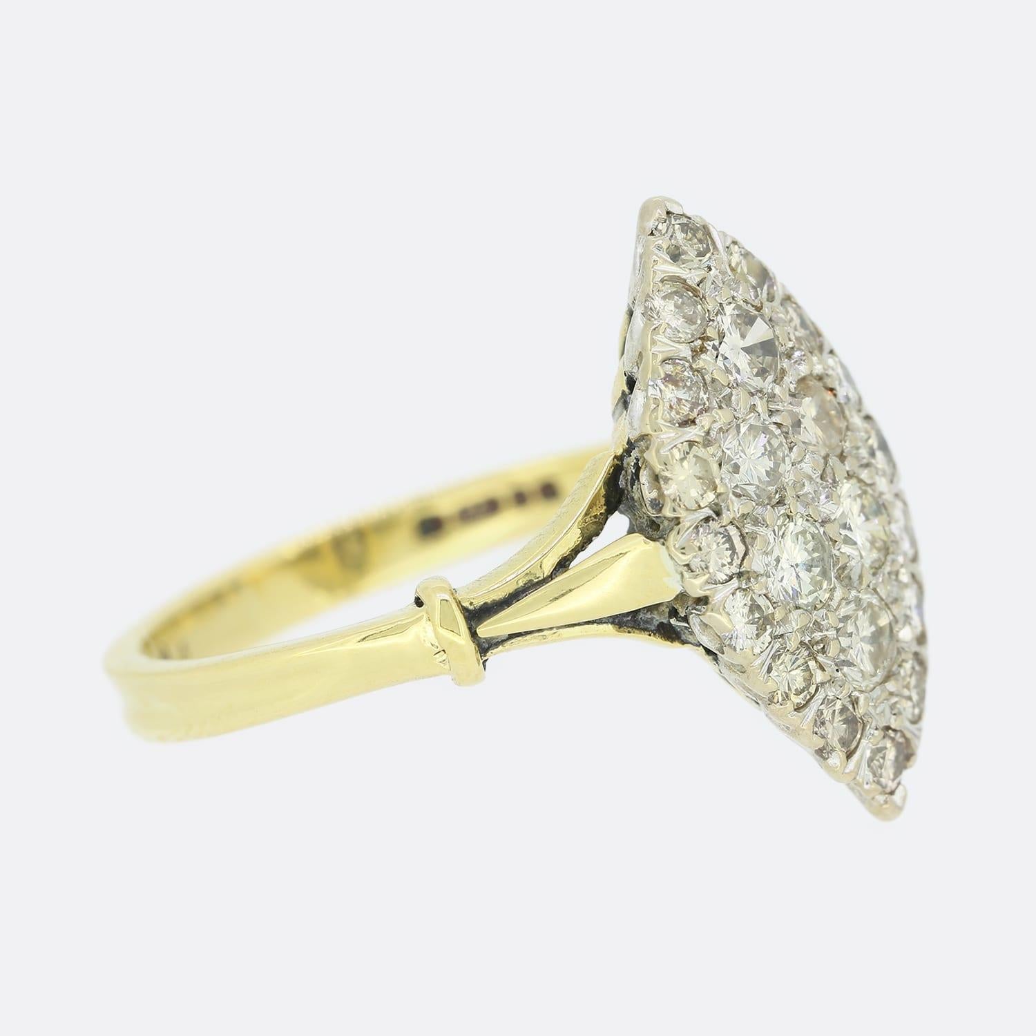 Brilliant Cut 1970s 0.62 Carat Diamond Navette Ring For Sale