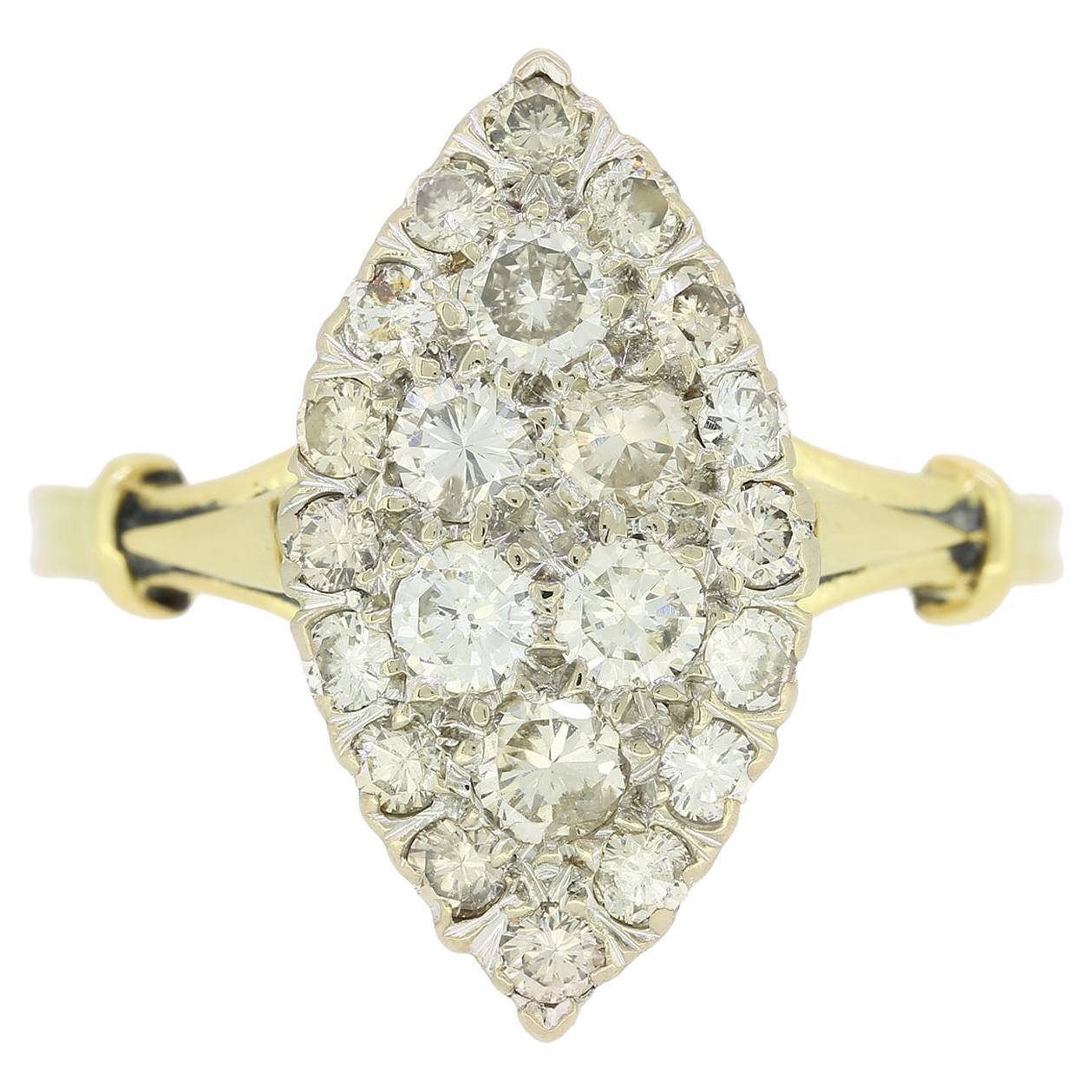 1970er Jahre 0,62 Karat Diamant-Navette-Ring