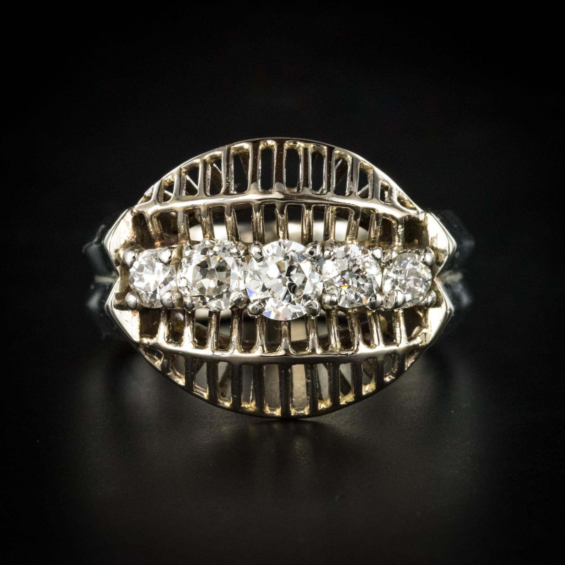 1970s 1 Carat Diamond White Gold Vintage Ring In Good Condition For Sale In Poitiers, FR