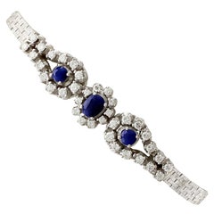 1970s 1.18 Carat Sapphire and 1.42 Carat Diamond White Gold Bracelet
