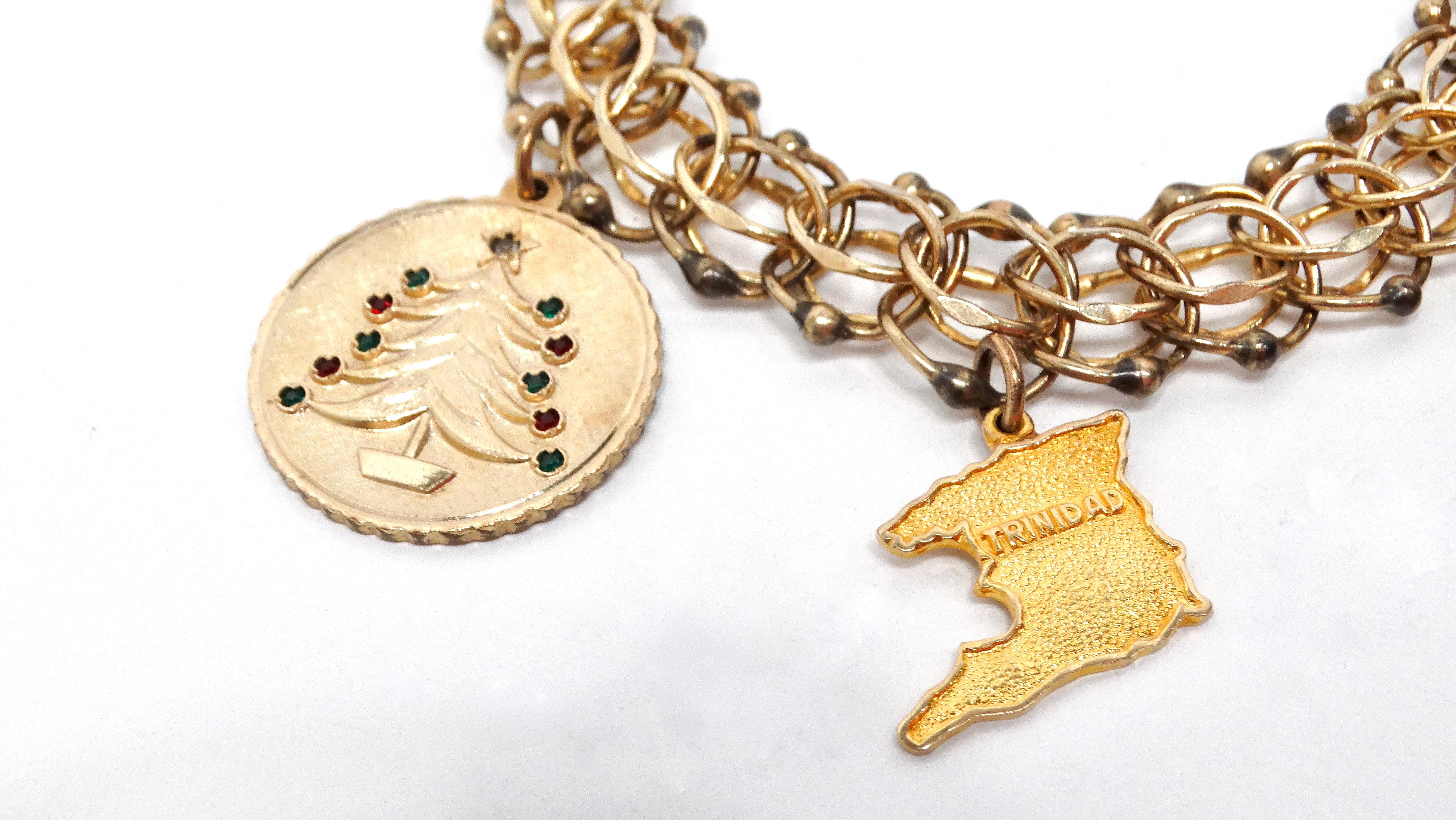 Donna Bracciale charme anni '70 placcato oro 12k - 1 su 20 in vendita