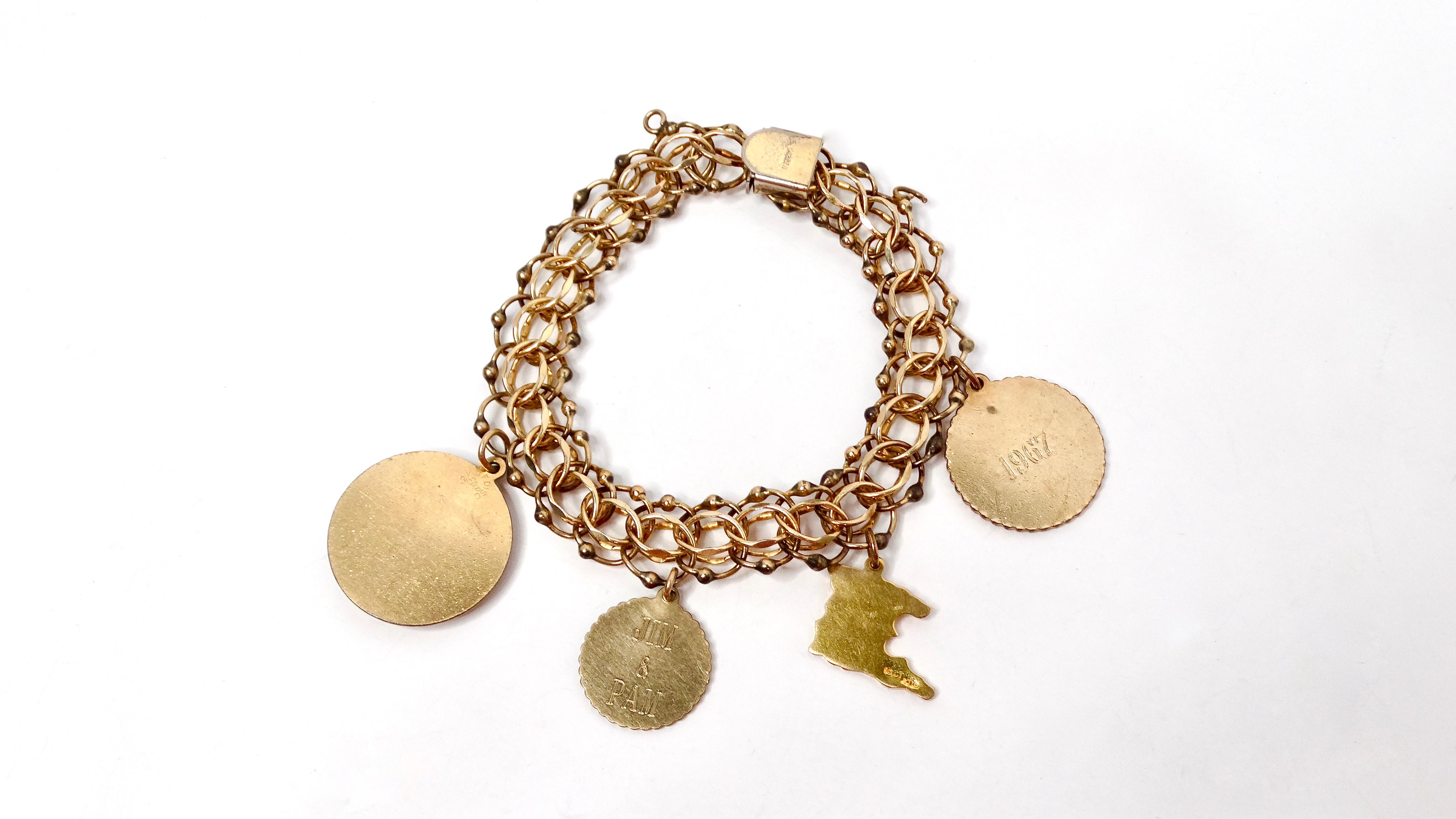 Bracciale charme anni '70 placcato oro 12k - 1 su 20 in vendita 1