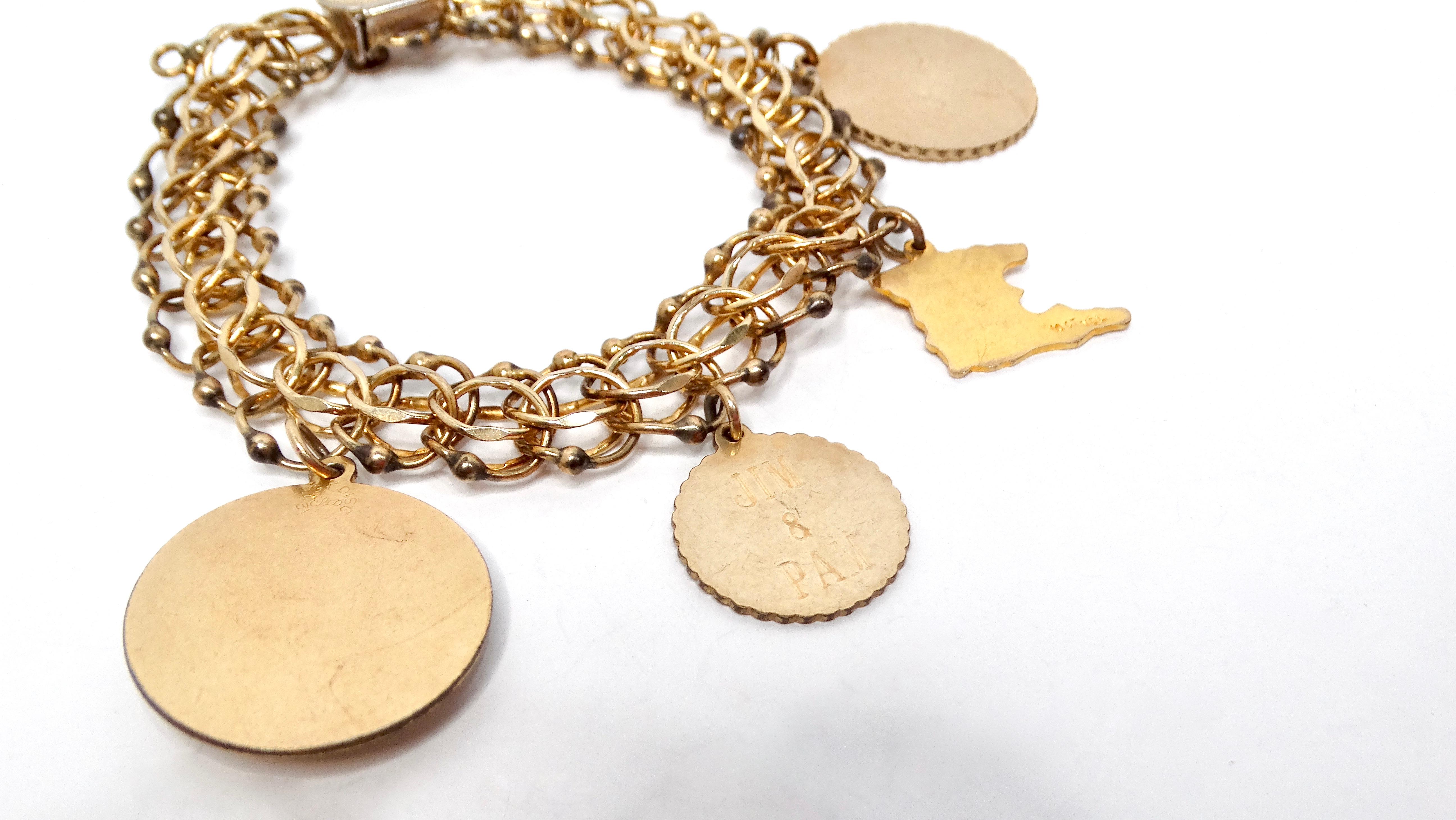 Bracciale charme anni '70 placcato oro 12k - 1 su 20 in vendita 2