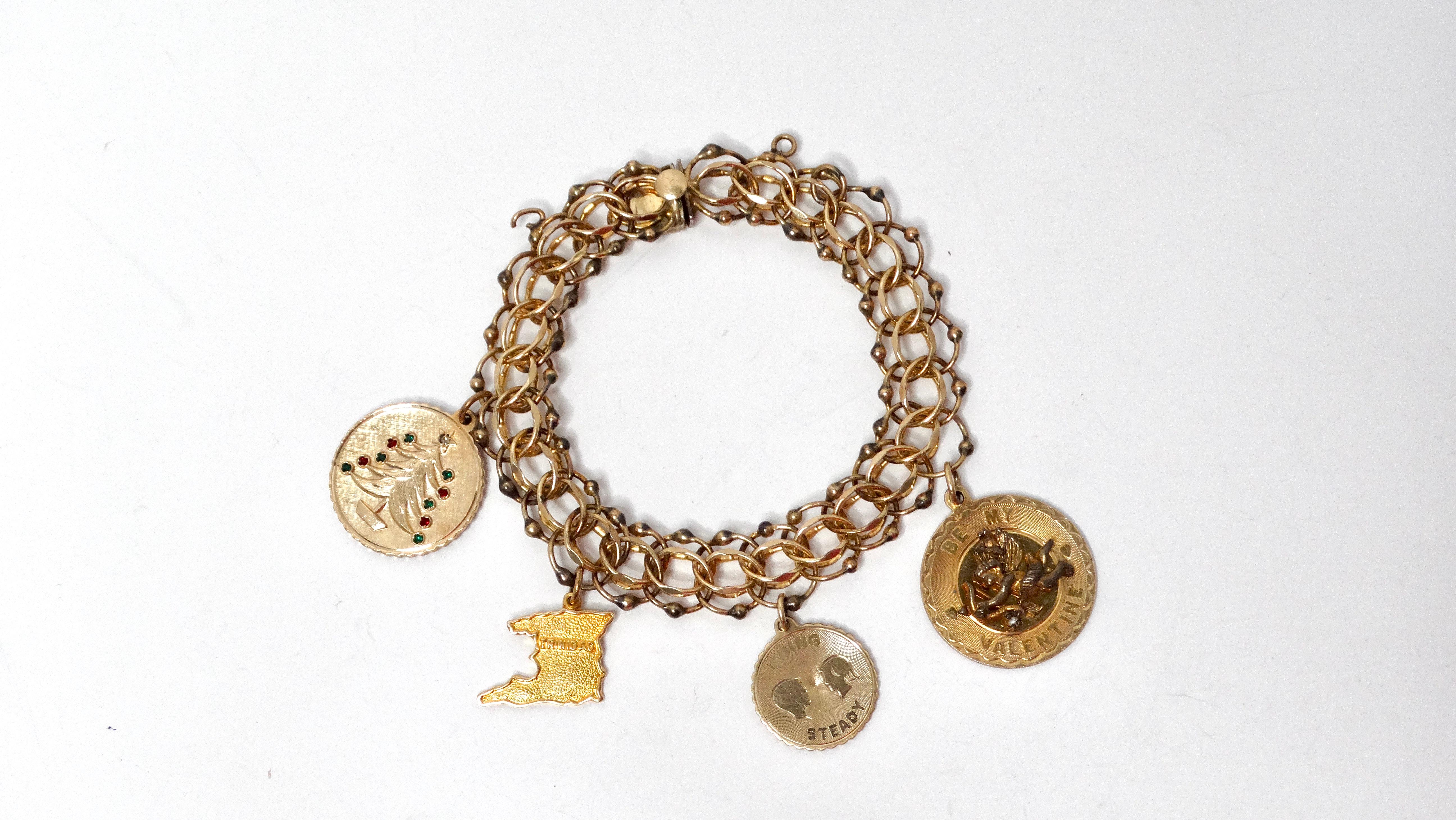Bracciale charme anni '70 placcato oro 12k - 1 su 20 in vendita 5