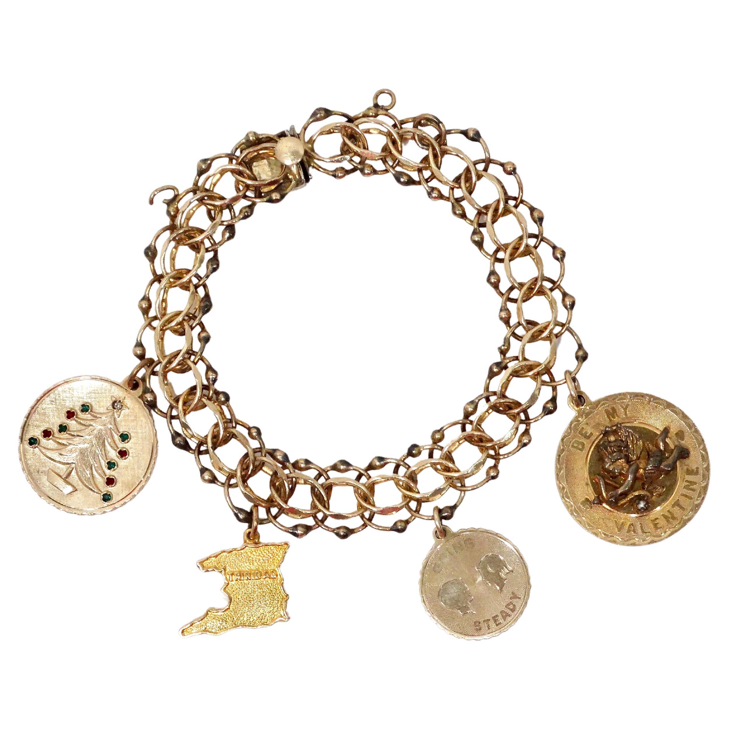 1970s 12k Gold Plated Charm Bracelet - 1 Of 20