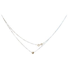 Retro 1970s 14 Karat Gold Two-Tone Puffed Heart Necklace