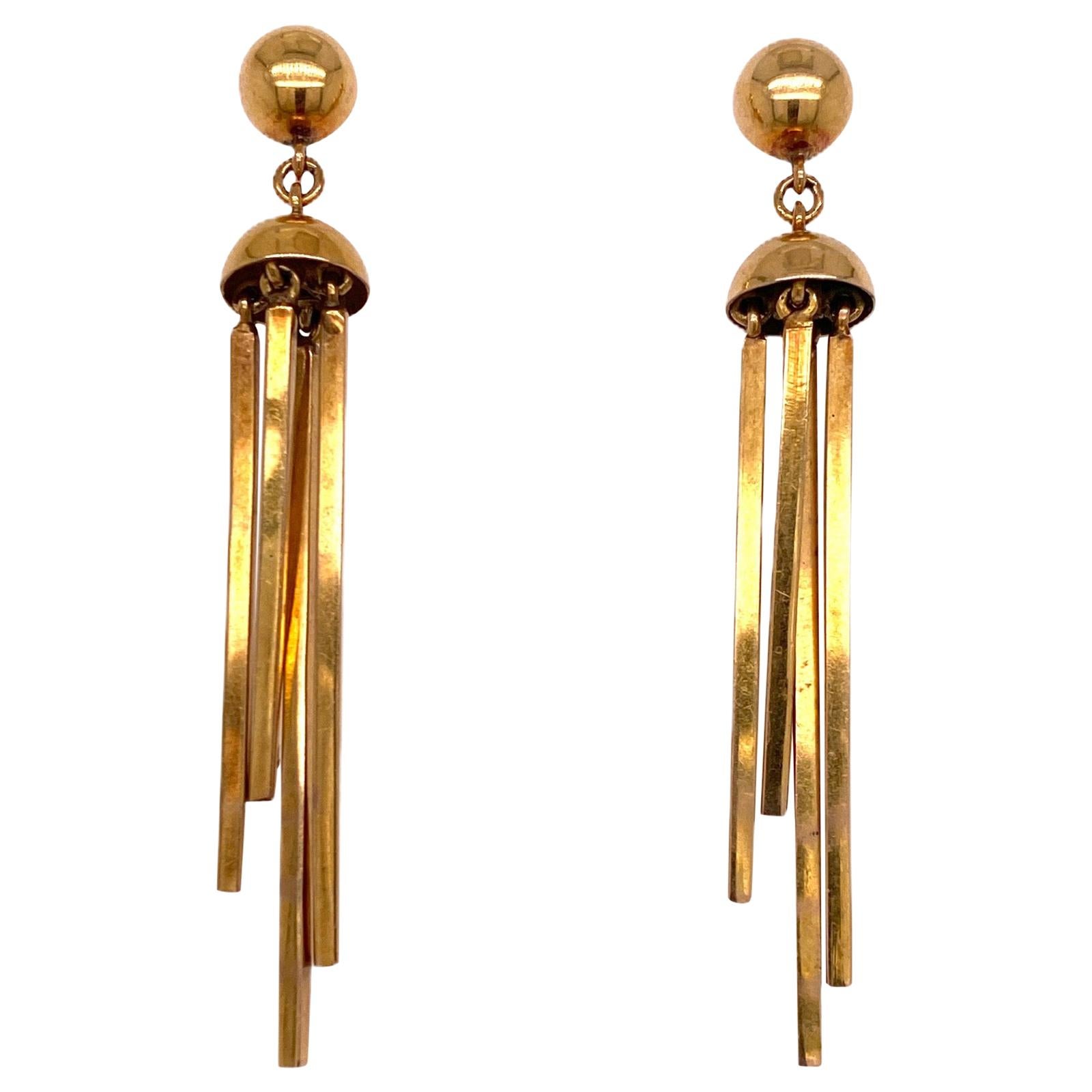 1970s 14 Karat Yellow Gold Drop Dangle Vintage Earrings