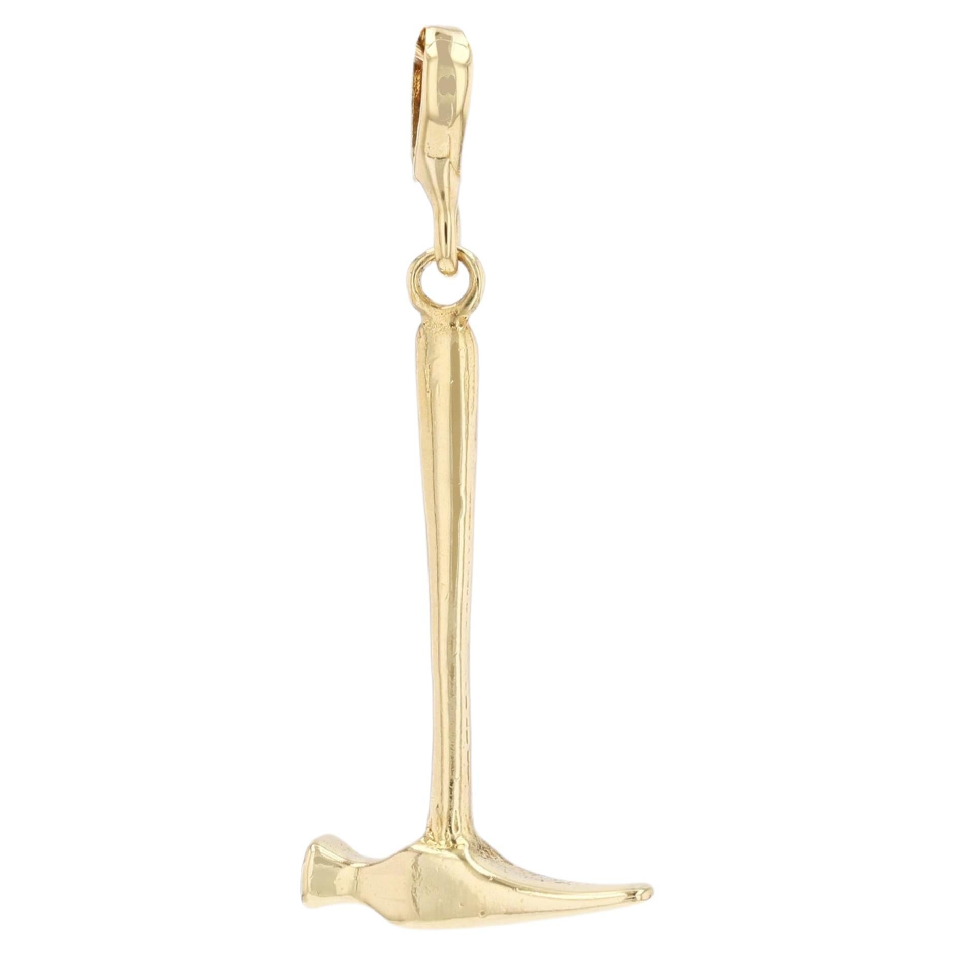 1970s 14 Karat Yellow Gold Hammer Charm Pendant