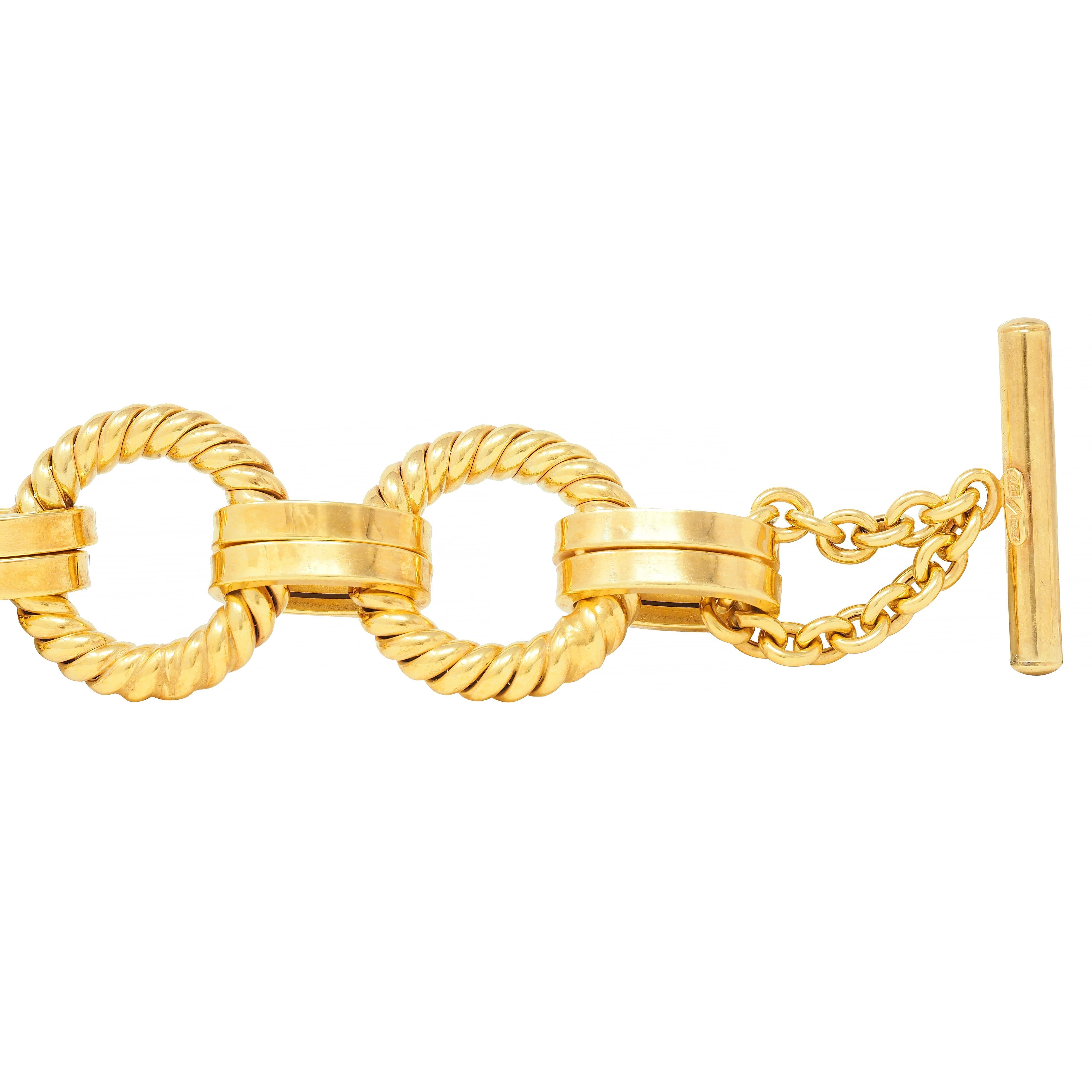 1970's 14 Karat Yellow Gold Vintage Twisted Rope Link Bracelet In Excellent Condition In Philadelphia, PA