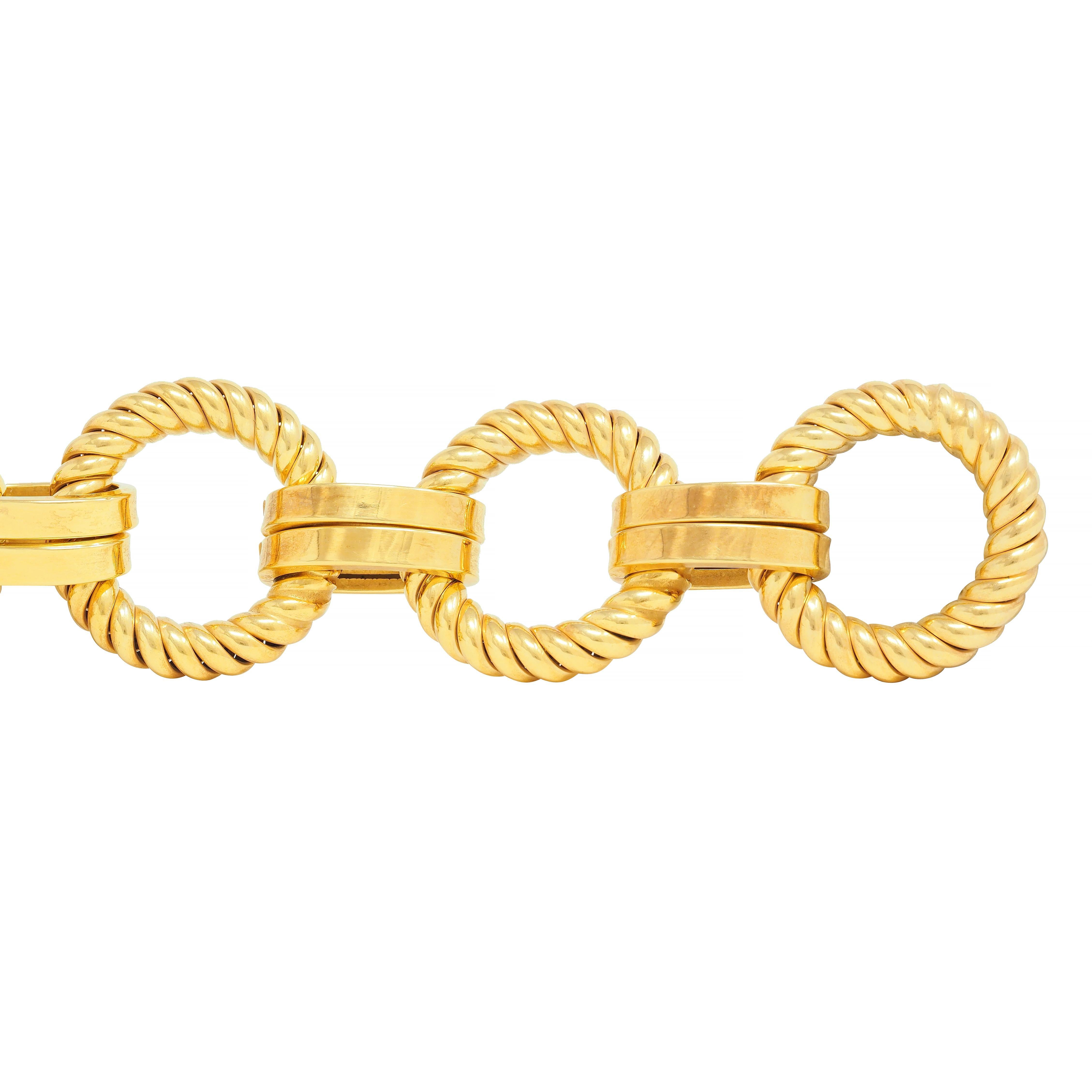 1970's 14 Karat Yellow Gold Vintage Twisted Rope Link Bracelet 4