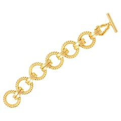 1970's 14 Karat Yellow Gold Vintage Twisted Rope Link Bracelet