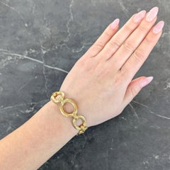 Pulsera vintage de oro amarillo de 14 quilates con eslabones de madera de los años 70