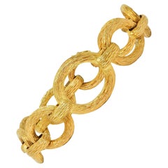 Bracciale vintage anni '70 in oro giallo 14 carati Wood Link