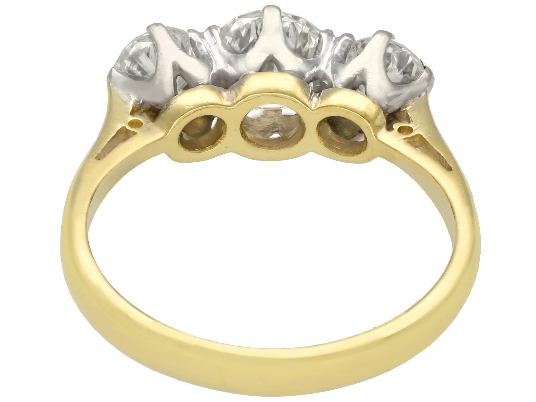 Women's 1.45 Carat Diamond and Yellow Gold Trilogy Ring