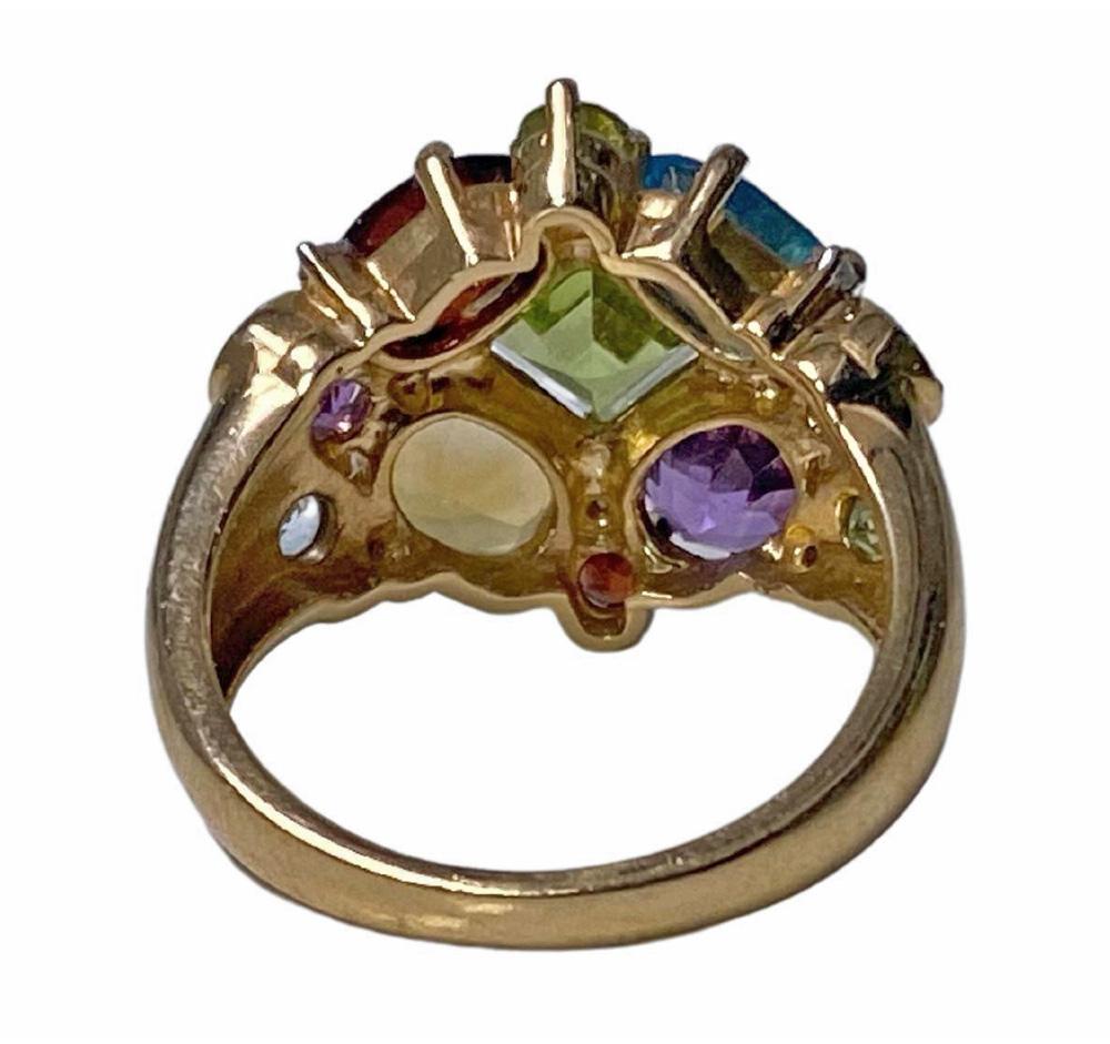 1970s 14k Gold Ring Multi Coloured Gemstone In Good Condition In Toronto, ON