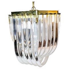 Used 1970's 18" Bent Lucite Ribbon Chandelier 