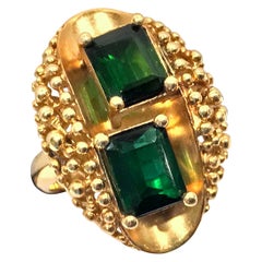 1970s 18 Karat Abstract Tourmaline Ring