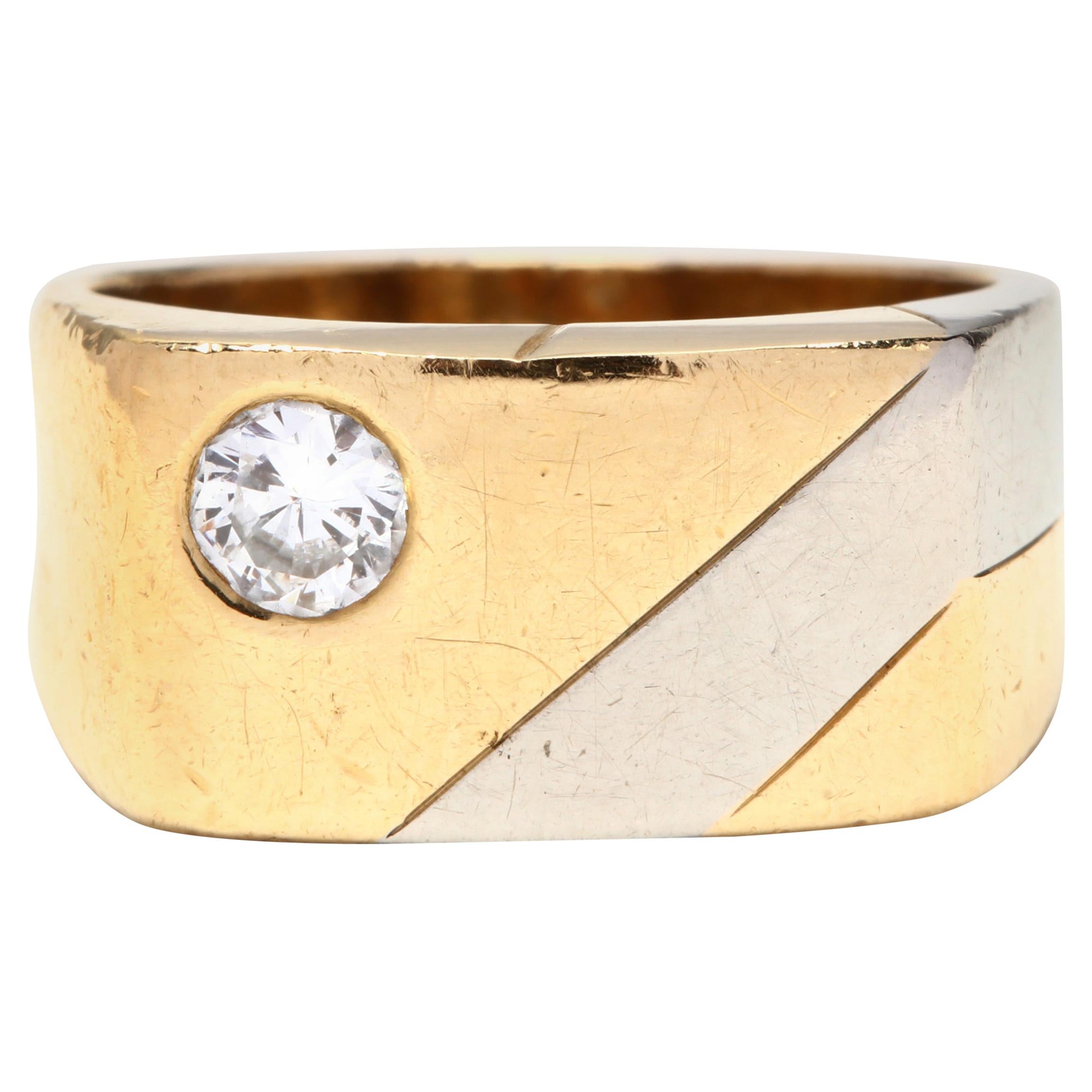 1970s 18 Karat Bi-Color Gold Diamond Ring