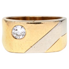 1970s 18 Karat Bi-Color Gold Diamond Ring