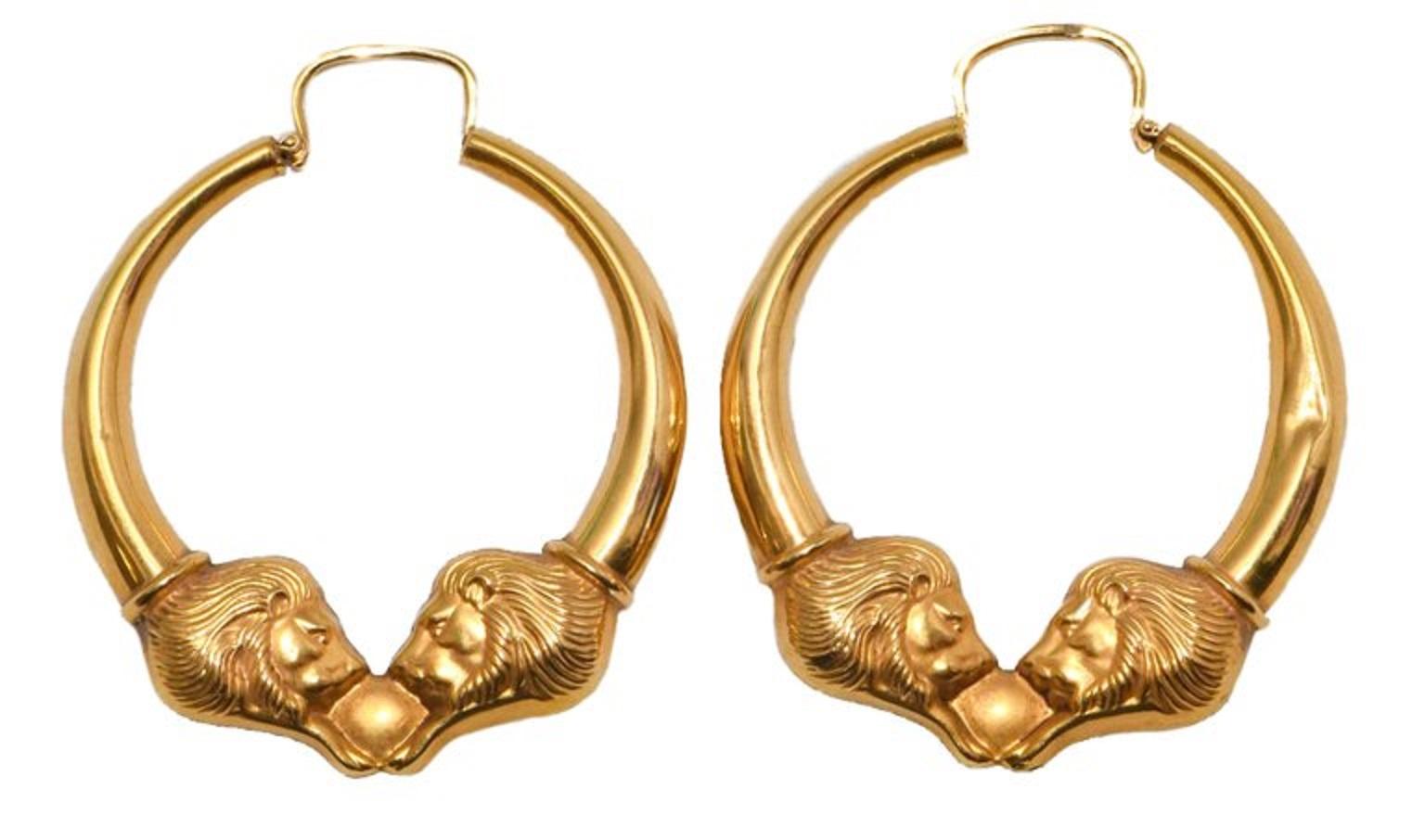 lion hoop earrings