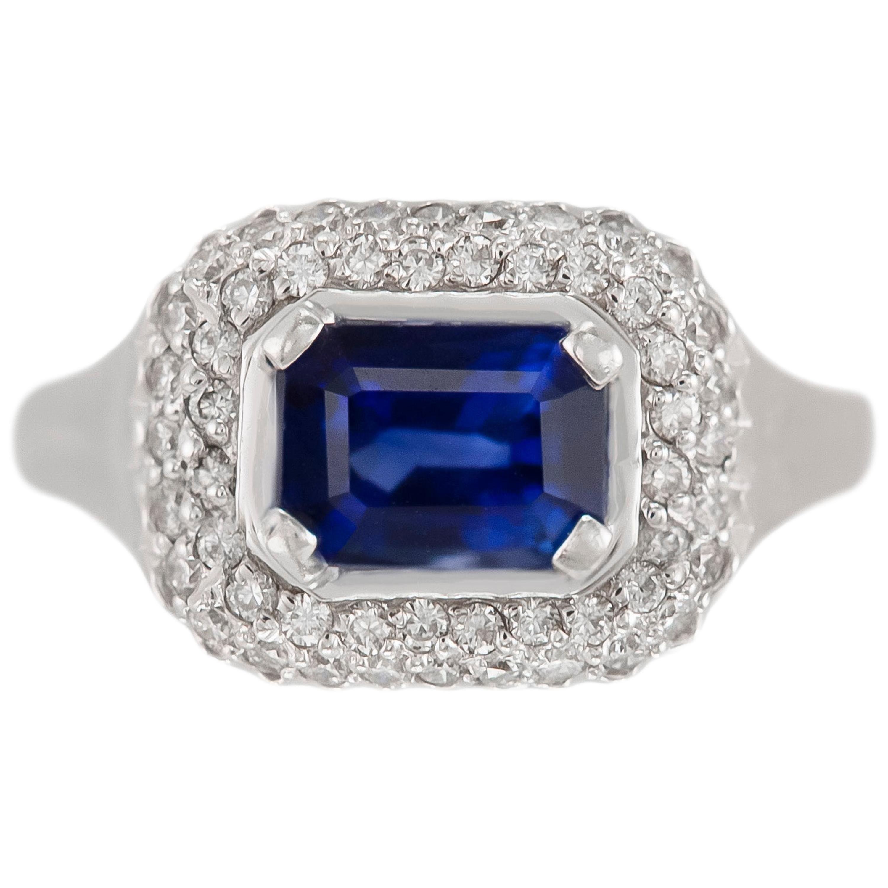 1970s 18 Karat White Gold Sapphire and Diamond