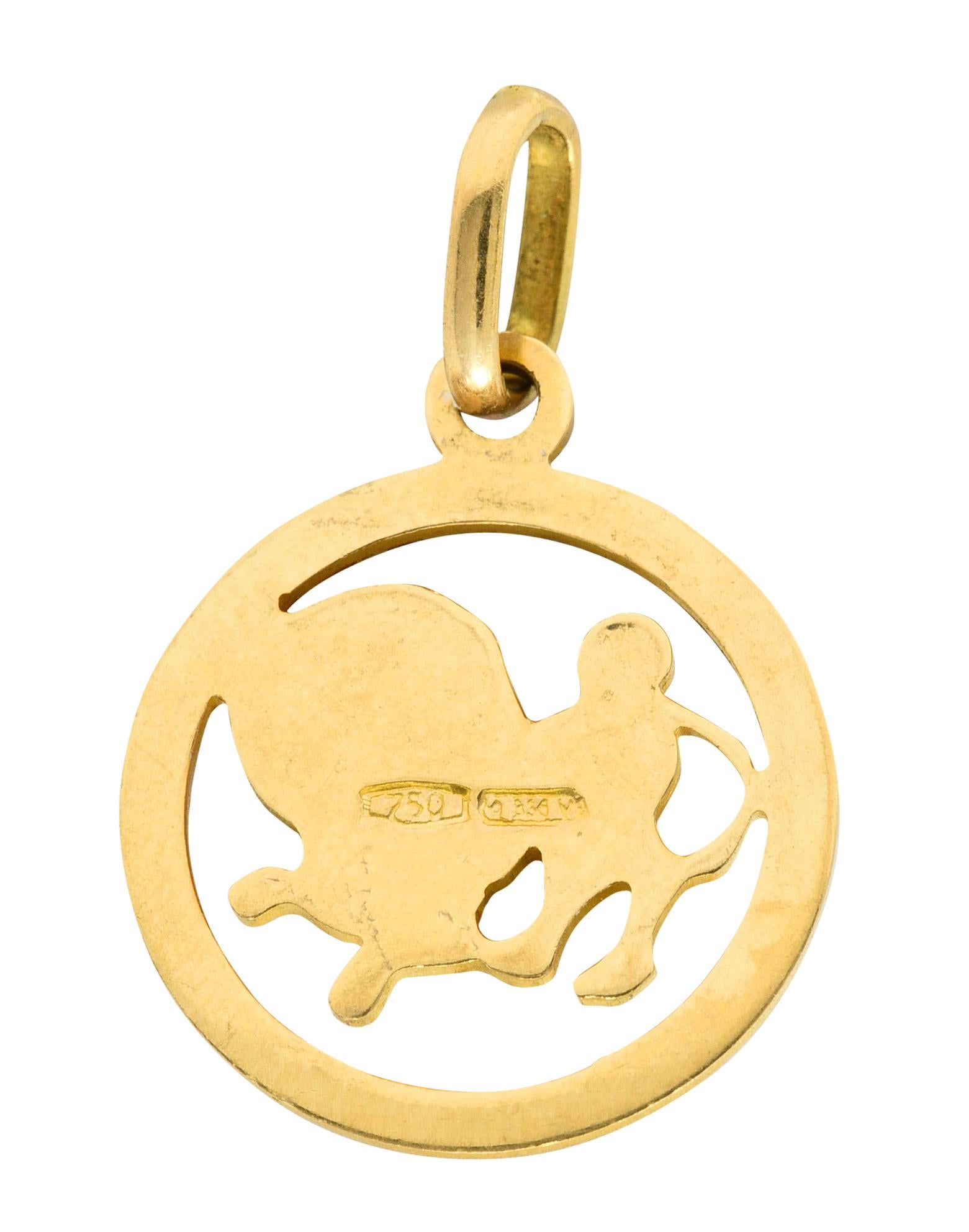 Contemporary 1970's 18 Karat Yellow Gold Leo Lion Zodiac Charm